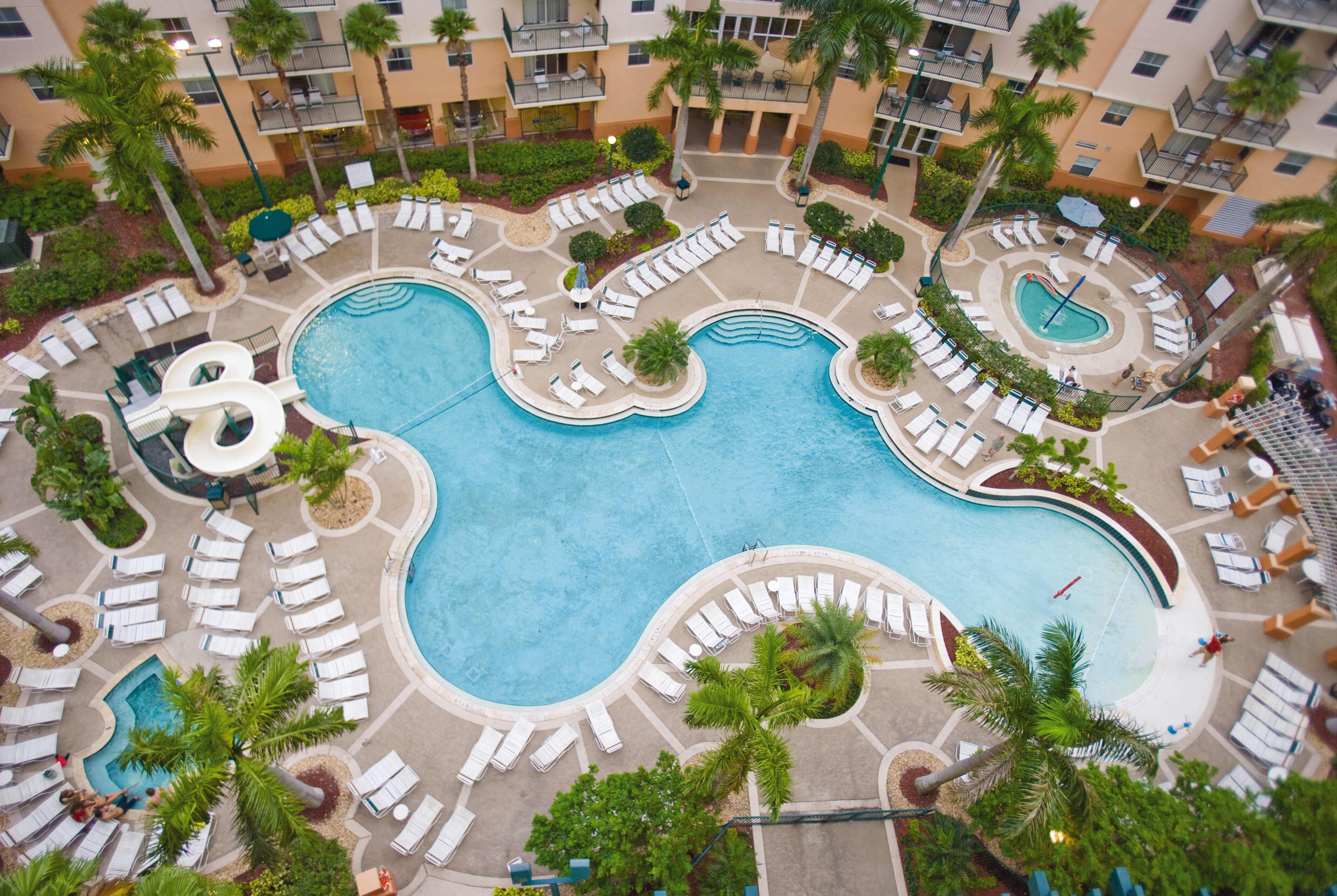 Pool aerial view image at the Club Wyndham Palm-Aire in North Pompano Beach, Florida
