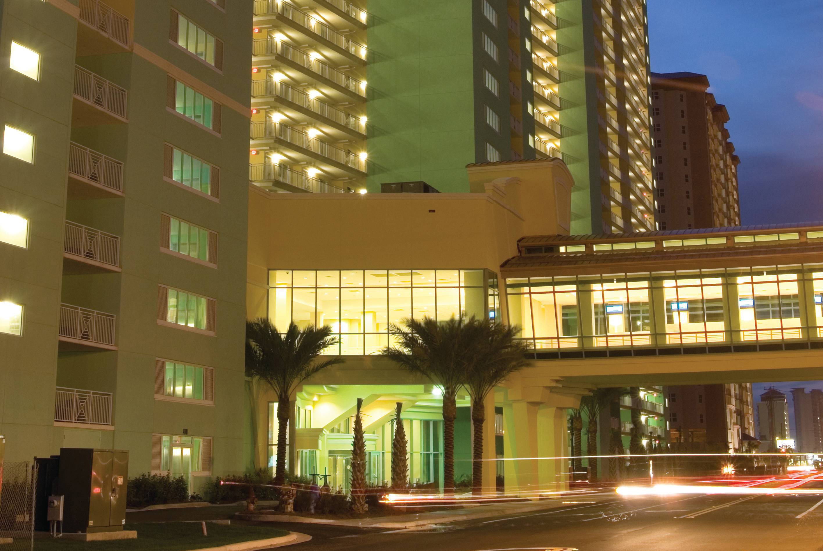 Exterior Night Image of Club Wyndham Panama City Beach hotel in Panama City Beach, Florida