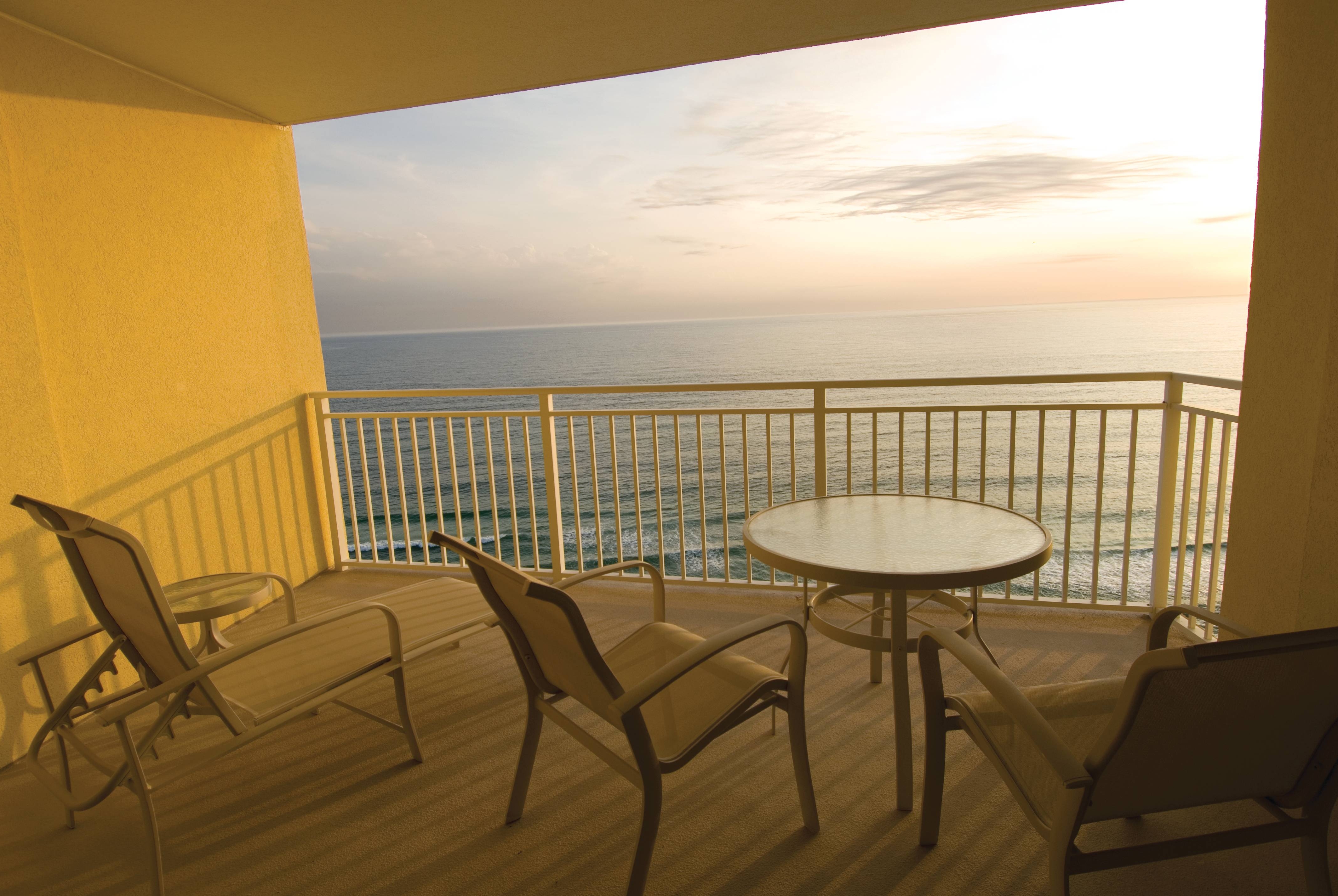 Guest room patio at the Club Wyndham Panama City Beach in Panama City Beach, Florida