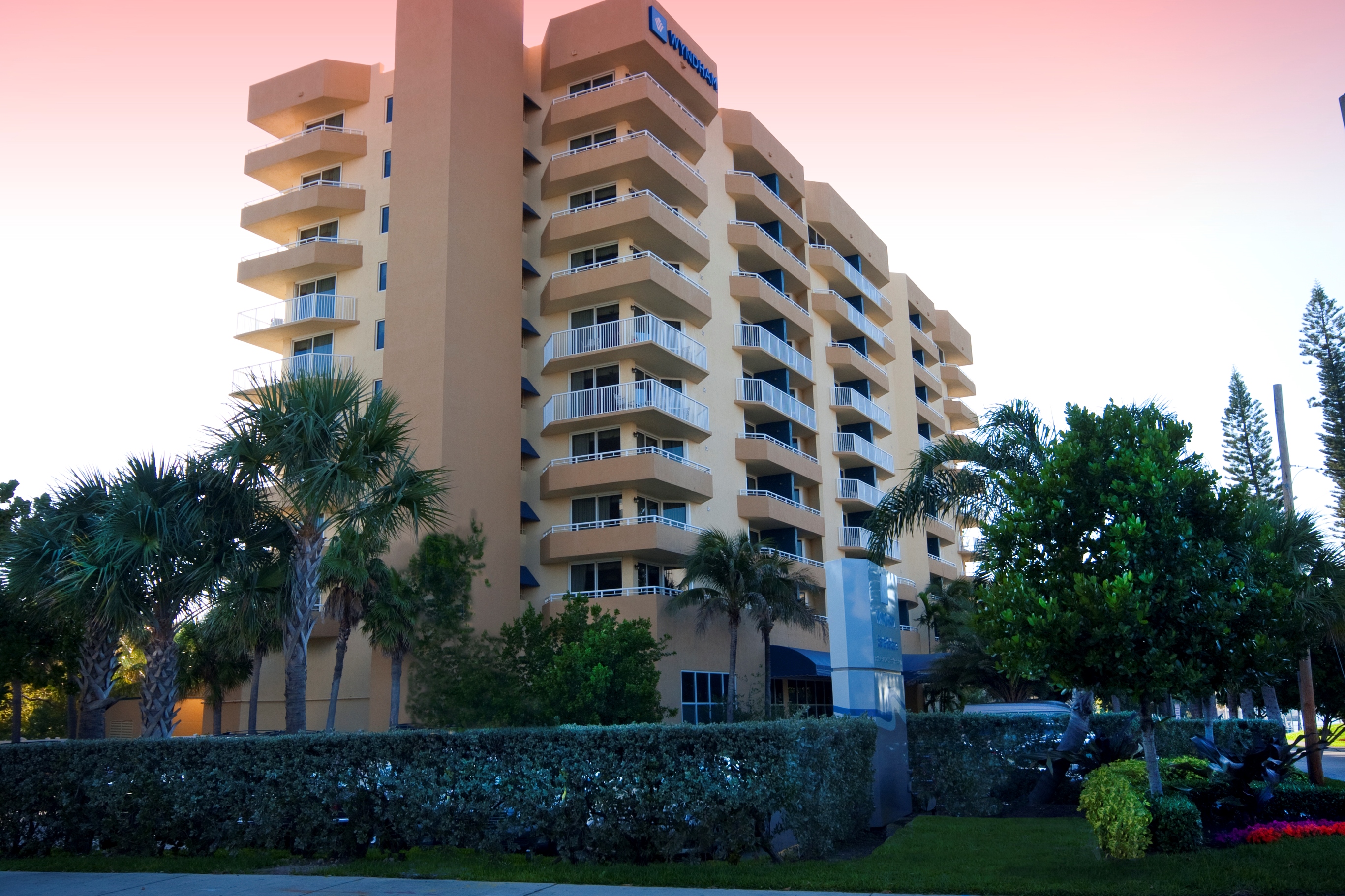 Exterior Dusk Image of Club Wyndham Santa Barbara hotel in Pompano Beach, Florida