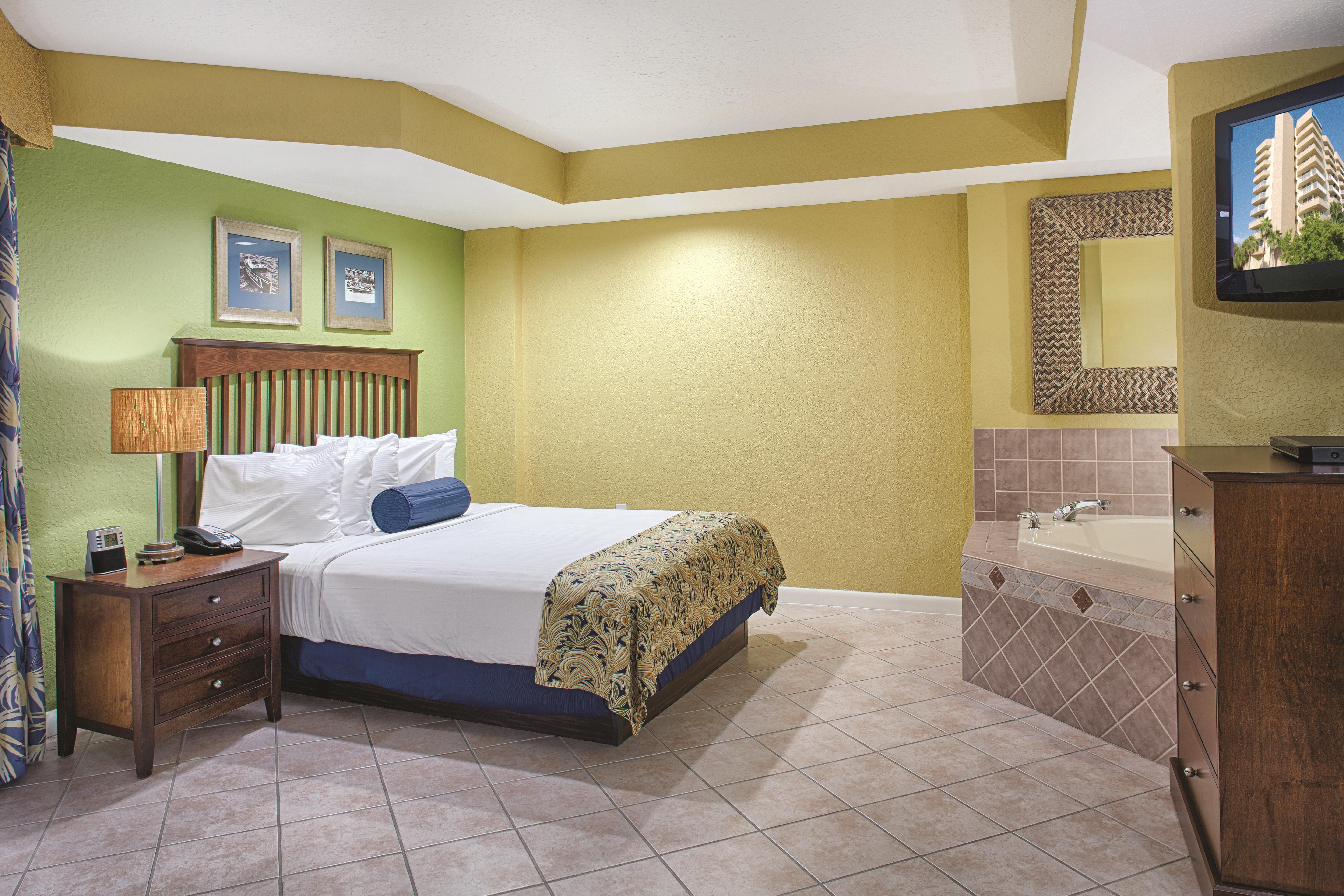 Guest room at the Club Wyndham Santa Barbara in Pompano Beach, Florida