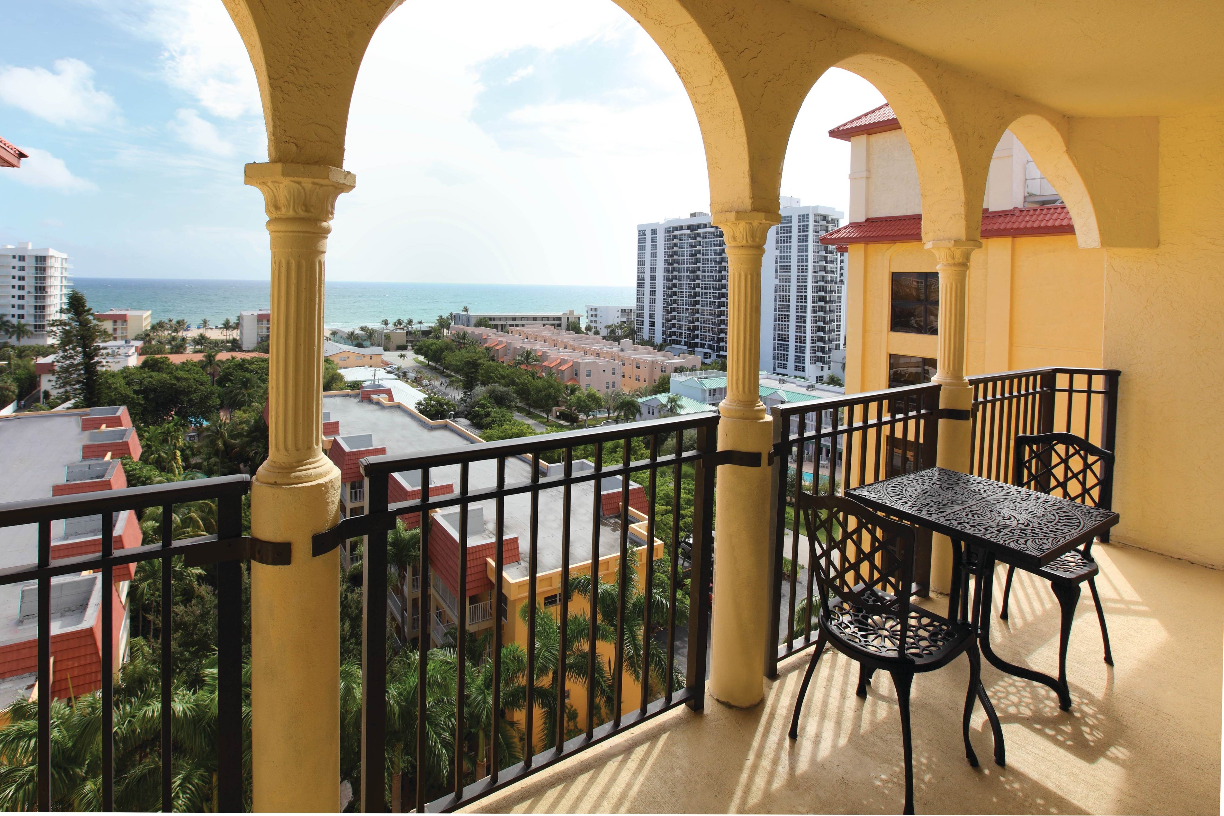 Guest room at the Club Wyndham Sea Gardens in Pompano Beach, Florida