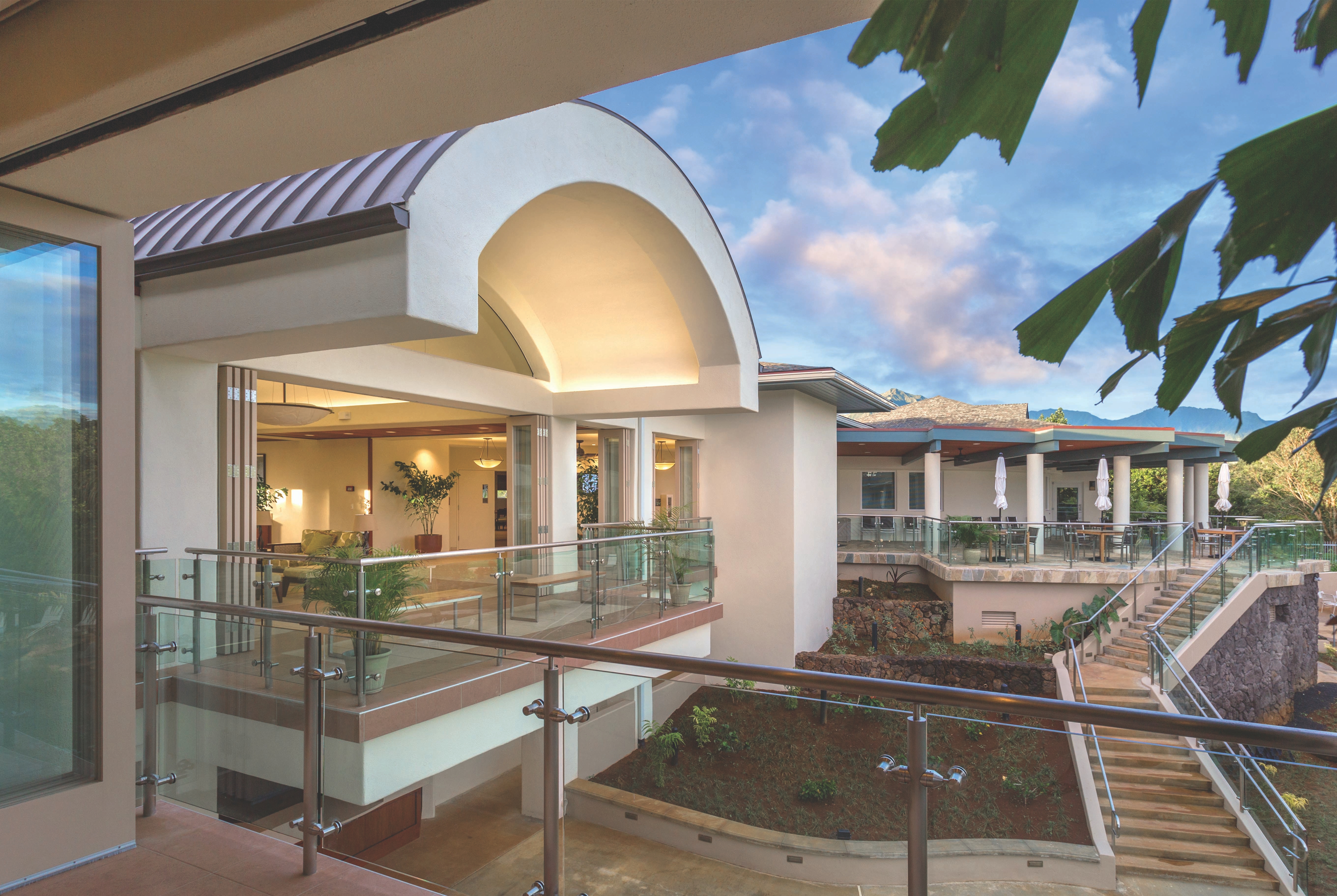 Exterior Dusk Image of Club Wyndham Bali Hai Villas hotel in Princeville Kauai, Hawaii