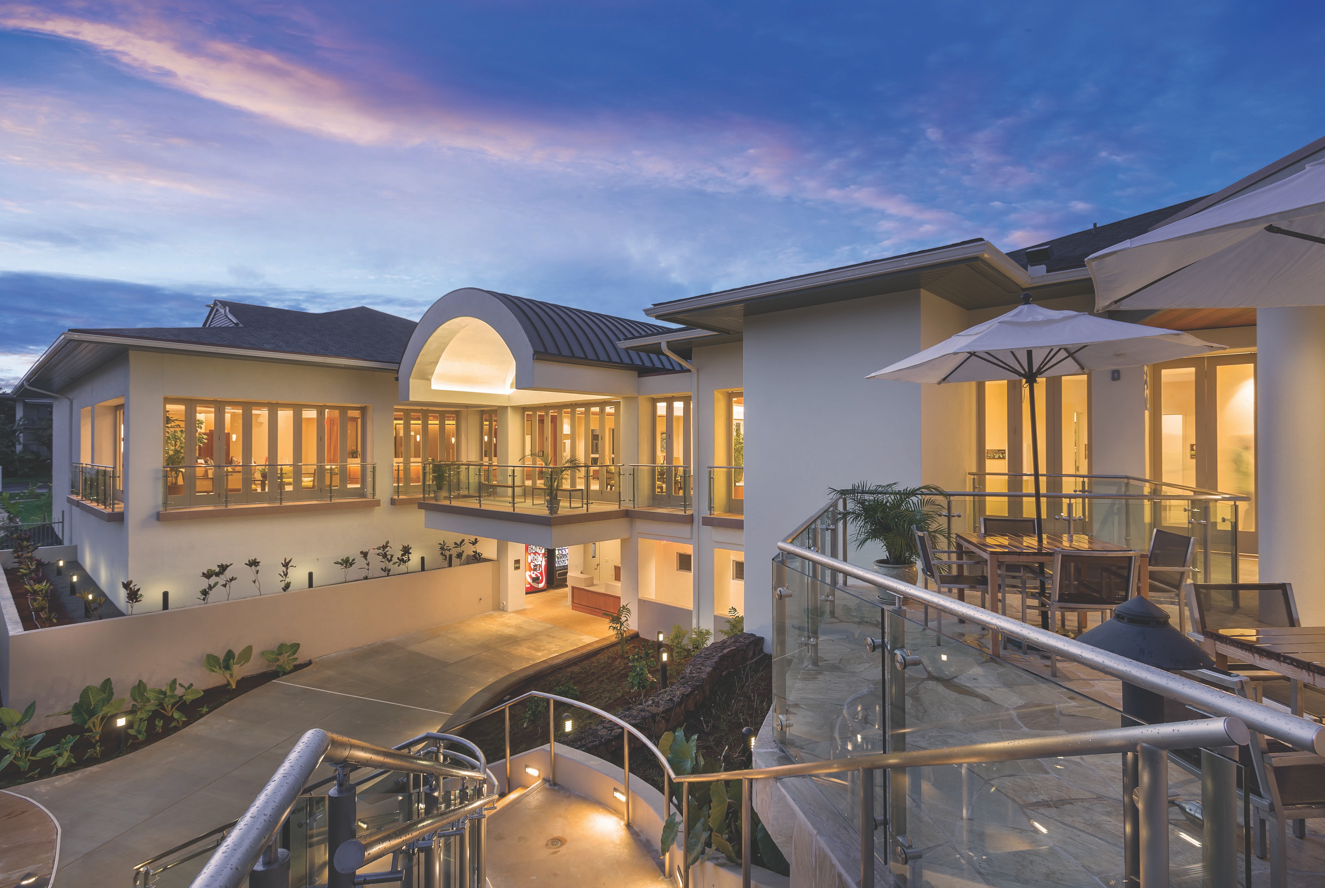 Exterior Dusk Image of Club Wyndham Bali Hai Villas hotel in Princeville Kauai, Hawaii