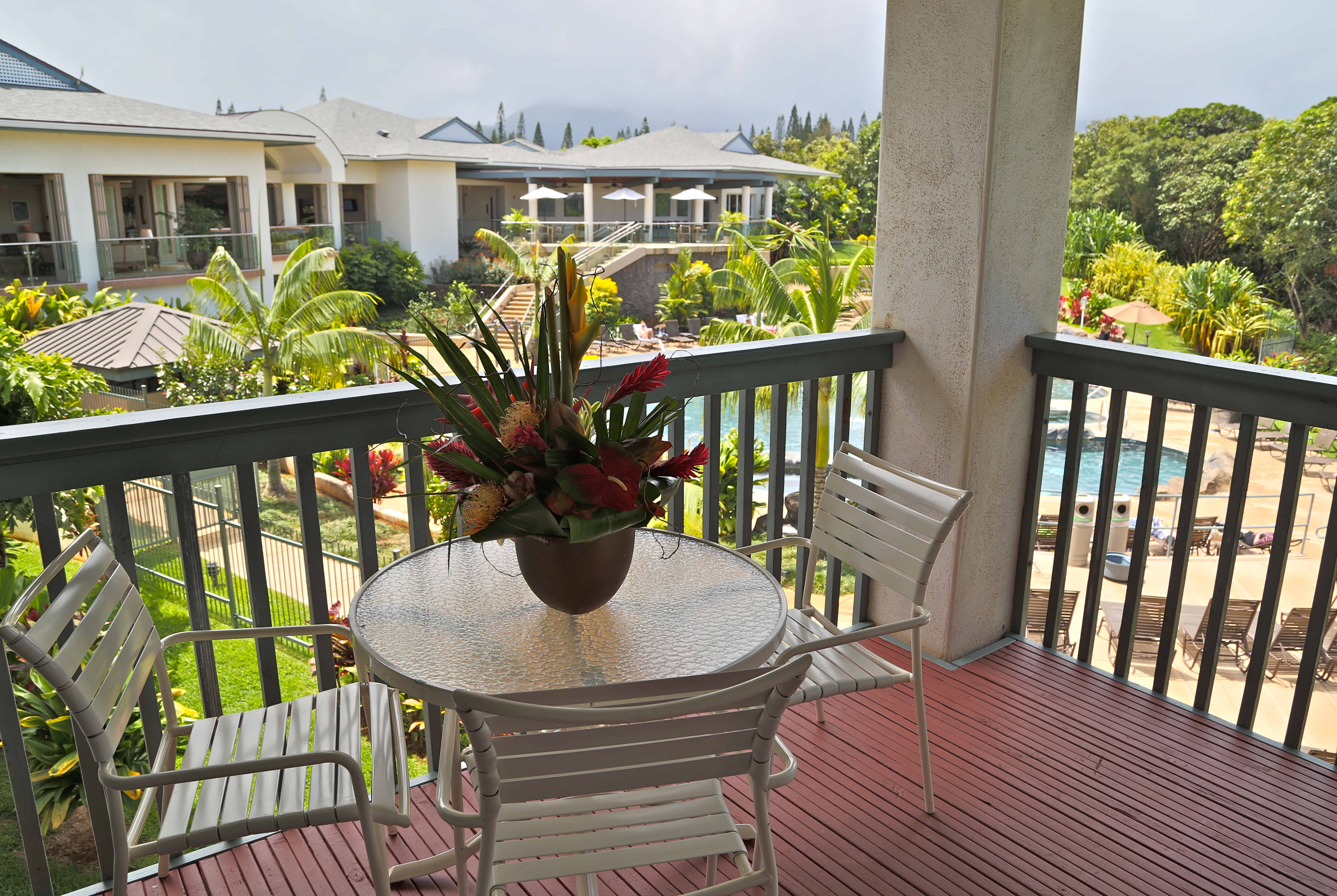 Guest room patio at the Club Wyndham Bali Hai Villas in Princeville Kauai, Hawaii
