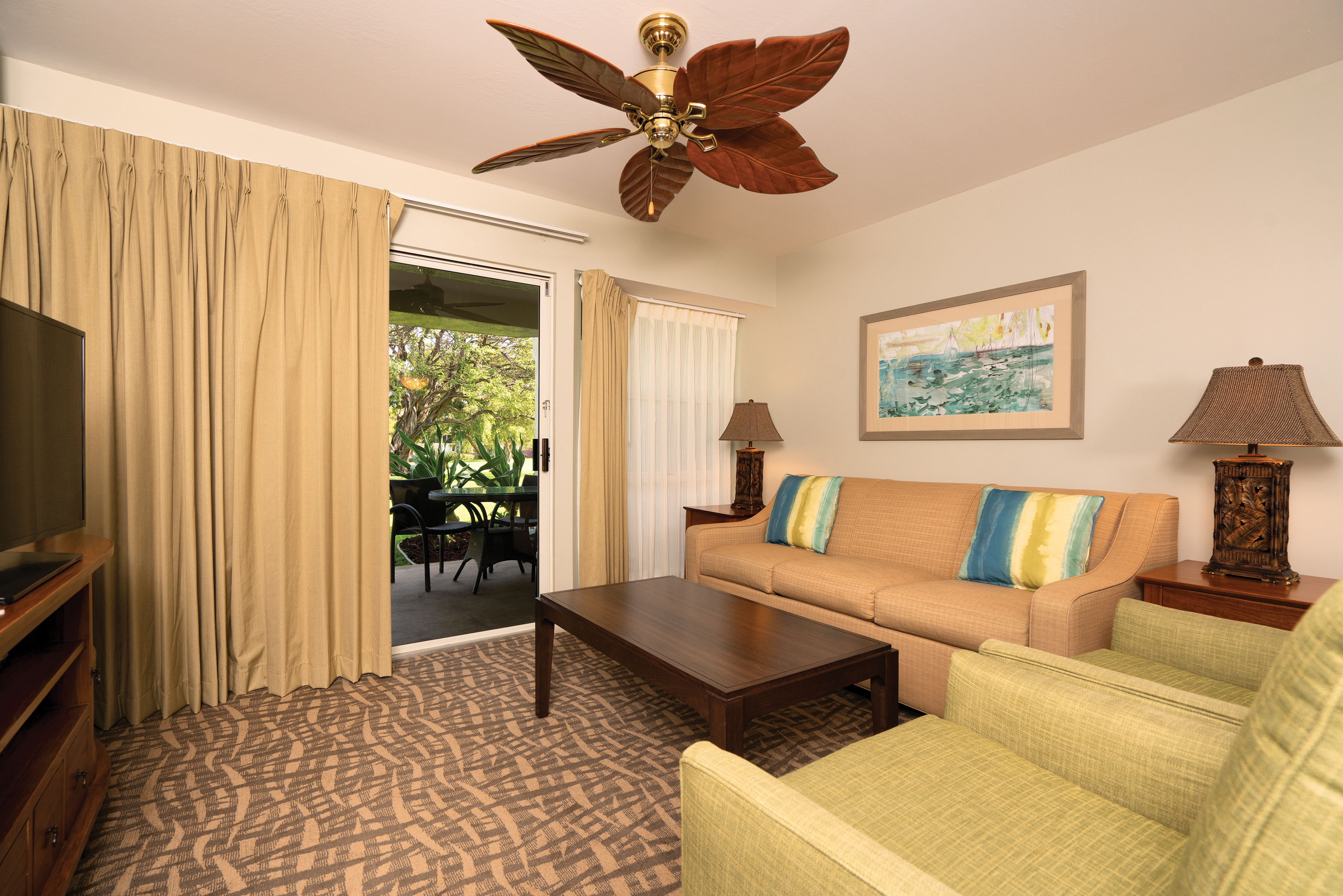 Guest room at the Paniolo Greens in Waikoloa Village, Hawaii