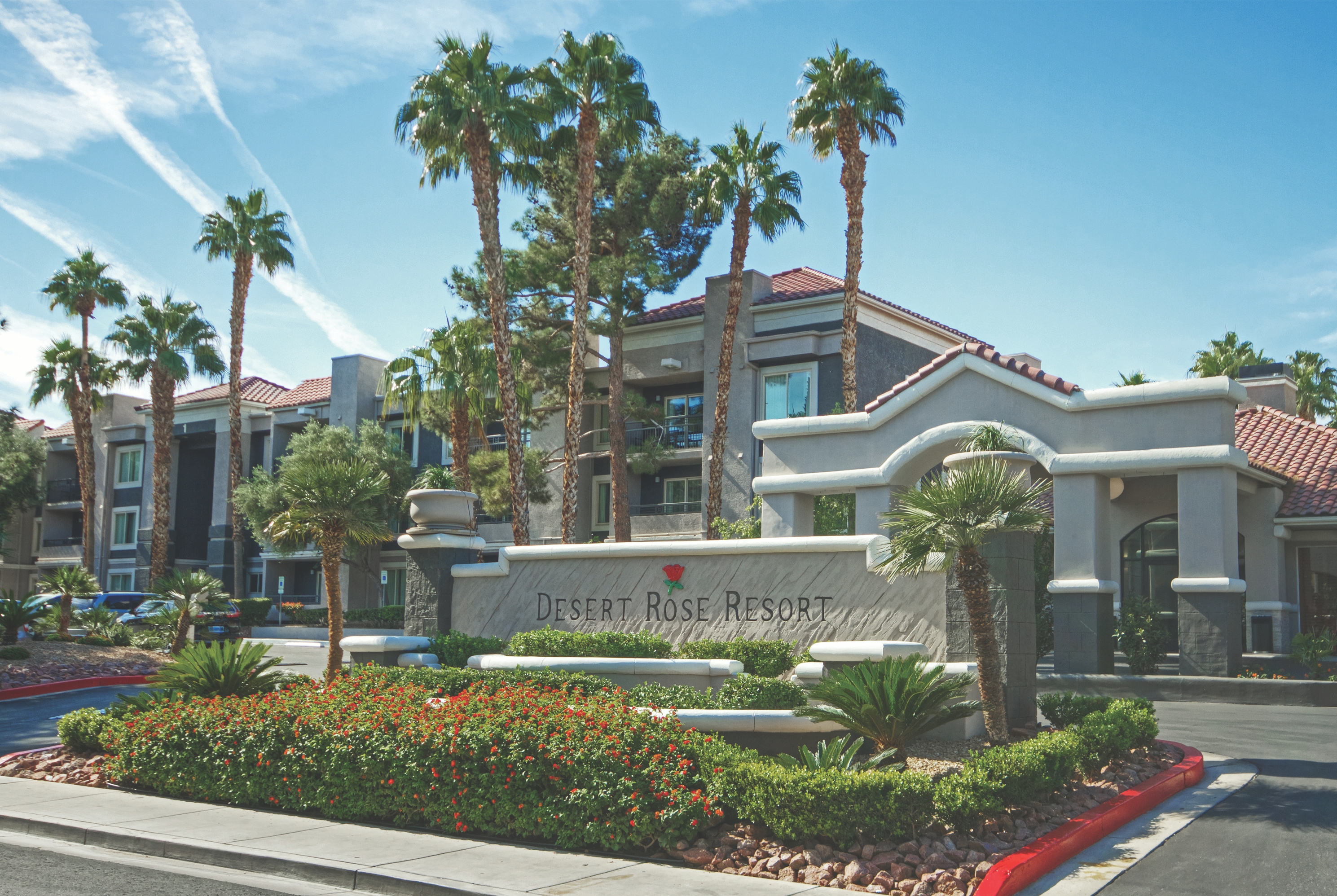 Exterior of Club Wyndham Desert Rose Resort hotel in Las Vegas, Nevada