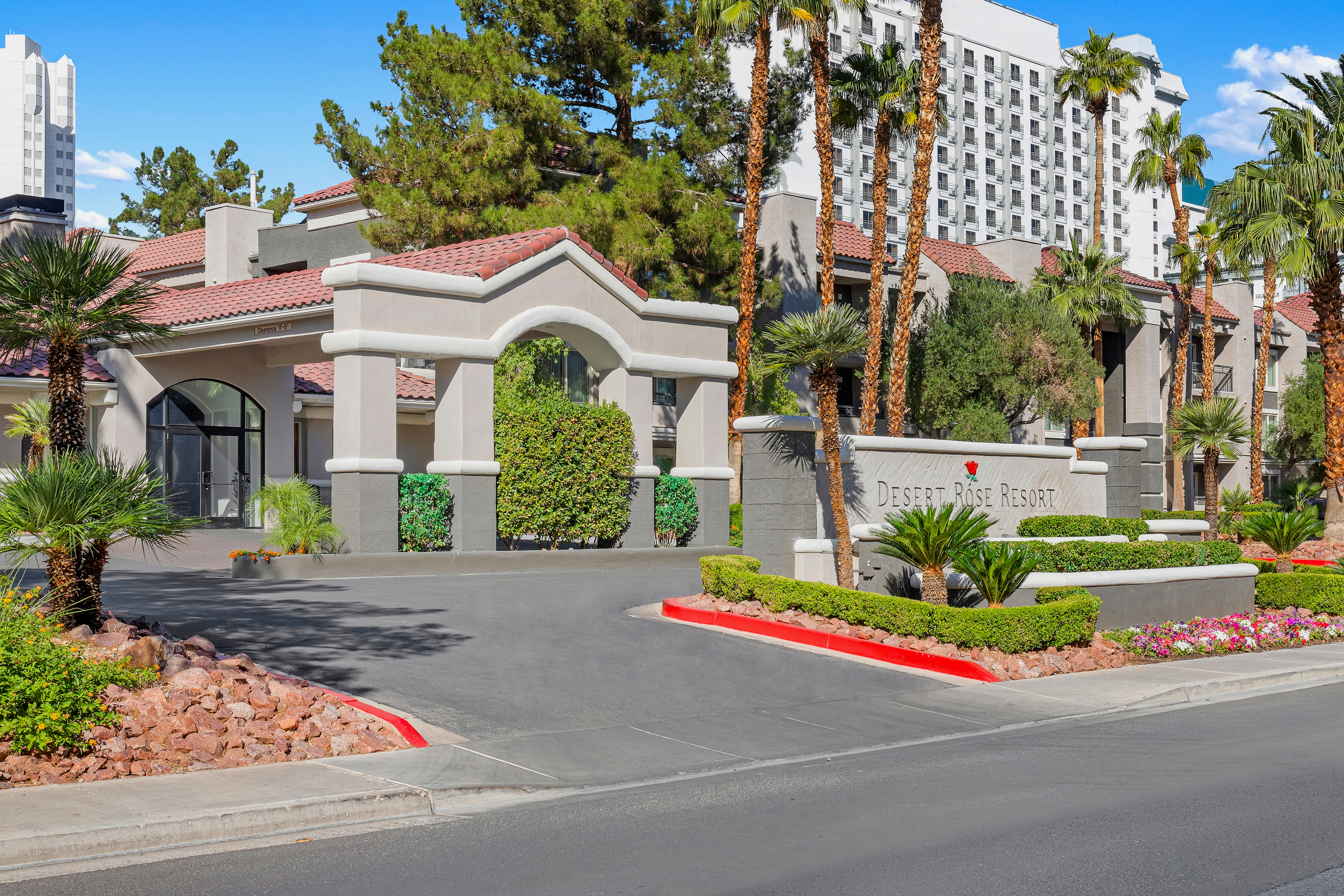 Exterior of Club Wyndham Desert Rose Resort hotel in Las Vegas, Nevada