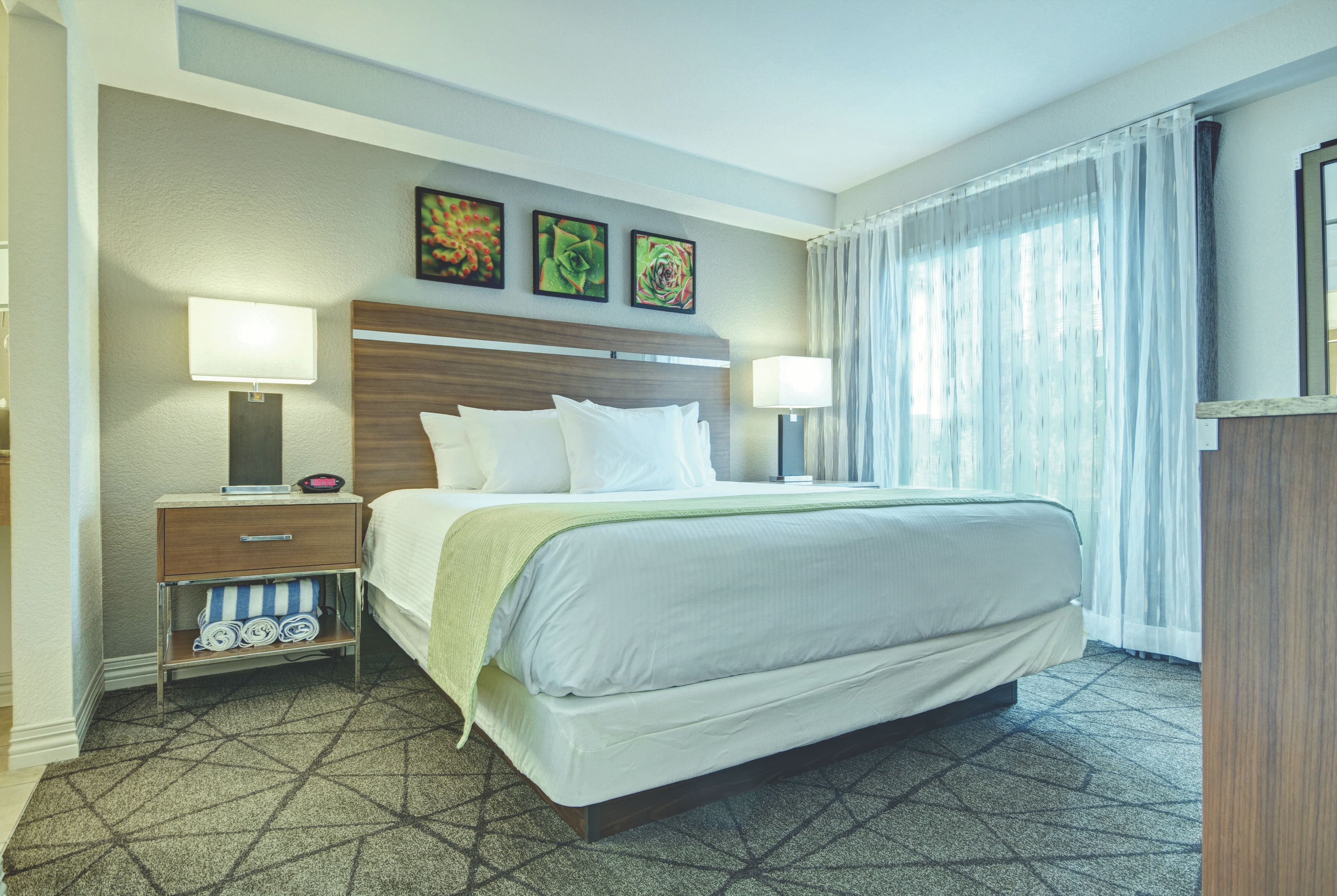 Guest room at the Club Wyndham Desert Rose Resort in Las Vegas, Nevada