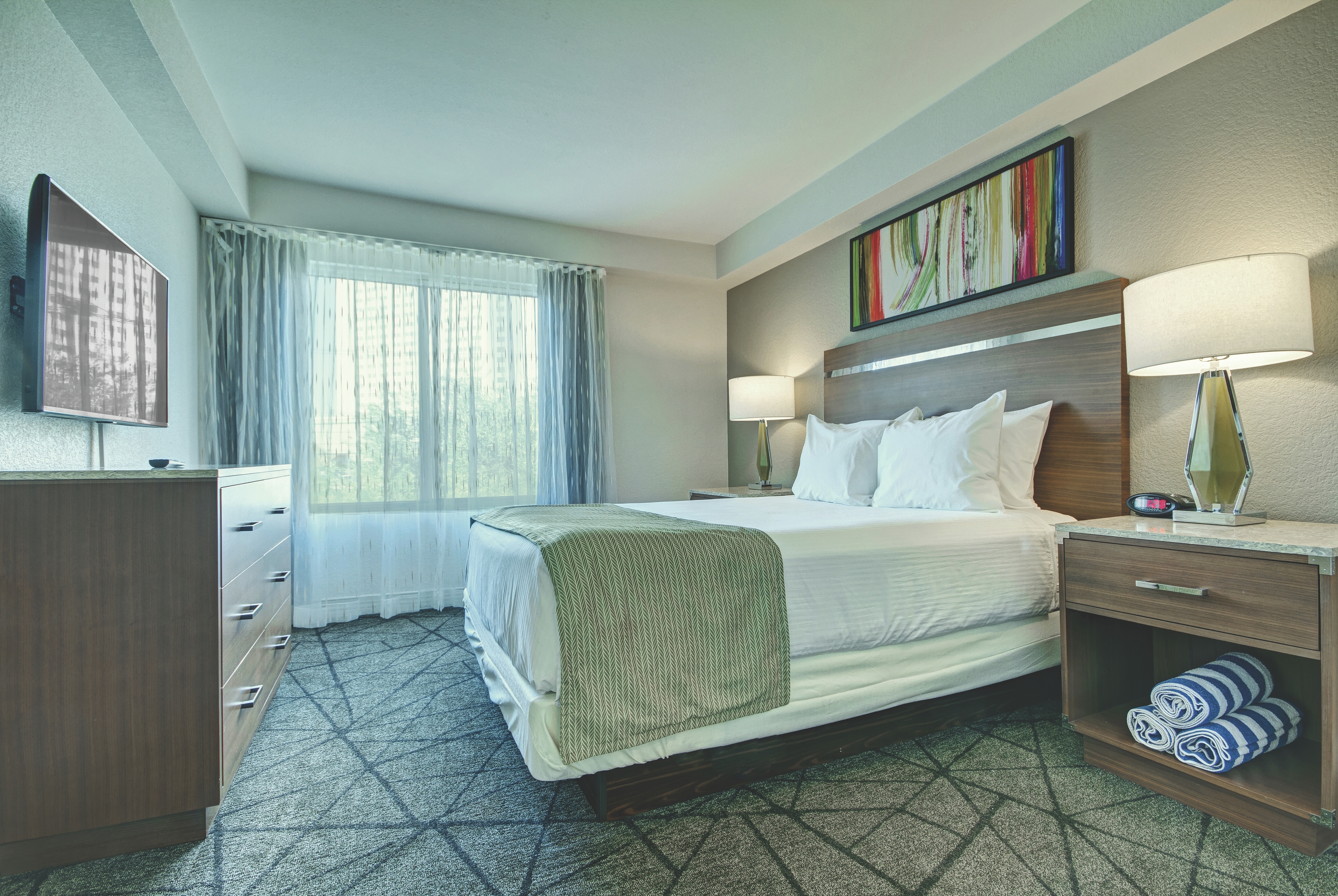 Guest room at the Club Wyndham Desert Rose Resort in Las Vegas, Nevada