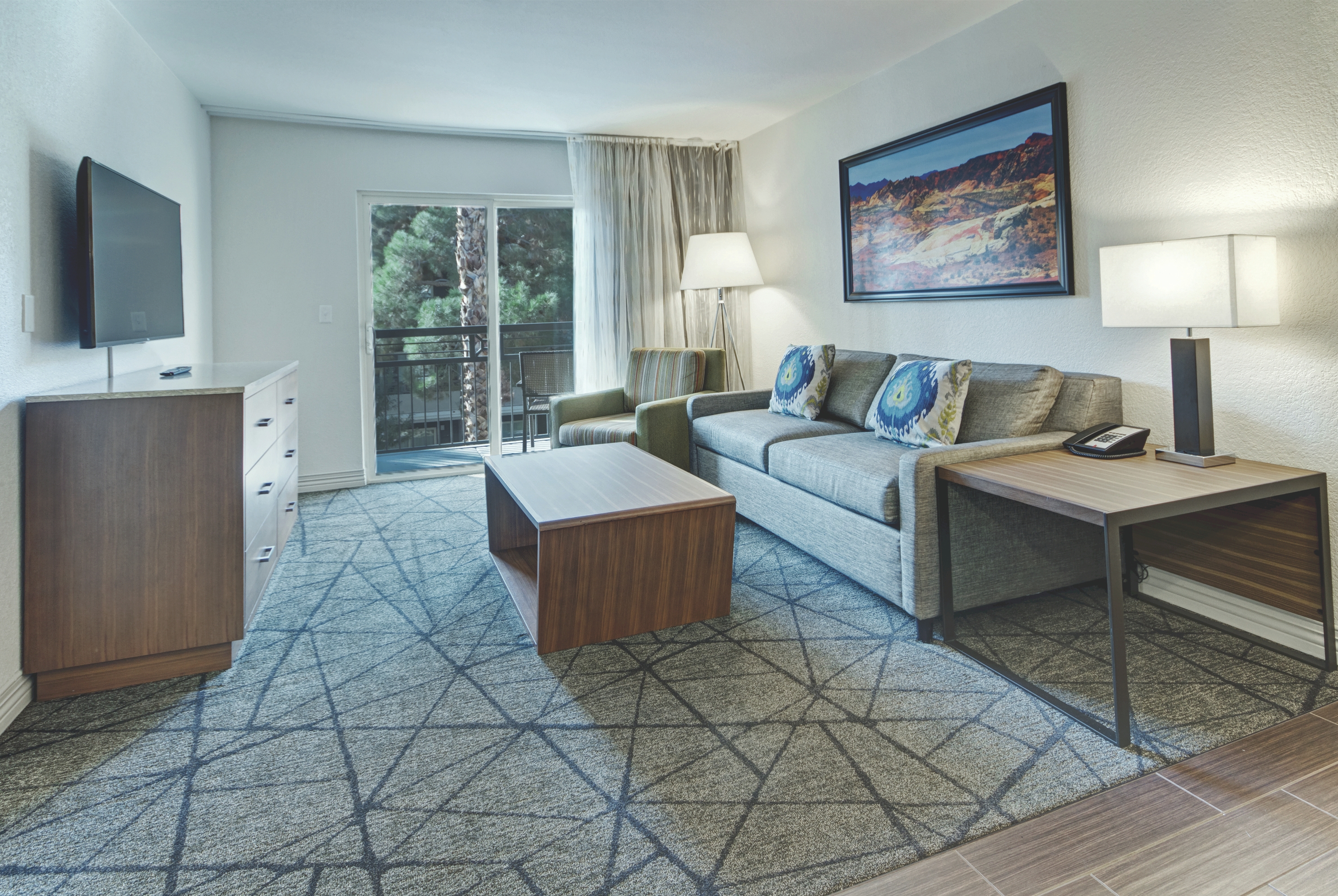 Guest room at the Club Wyndham Desert Rose Resort in Las Vegas, Nevada