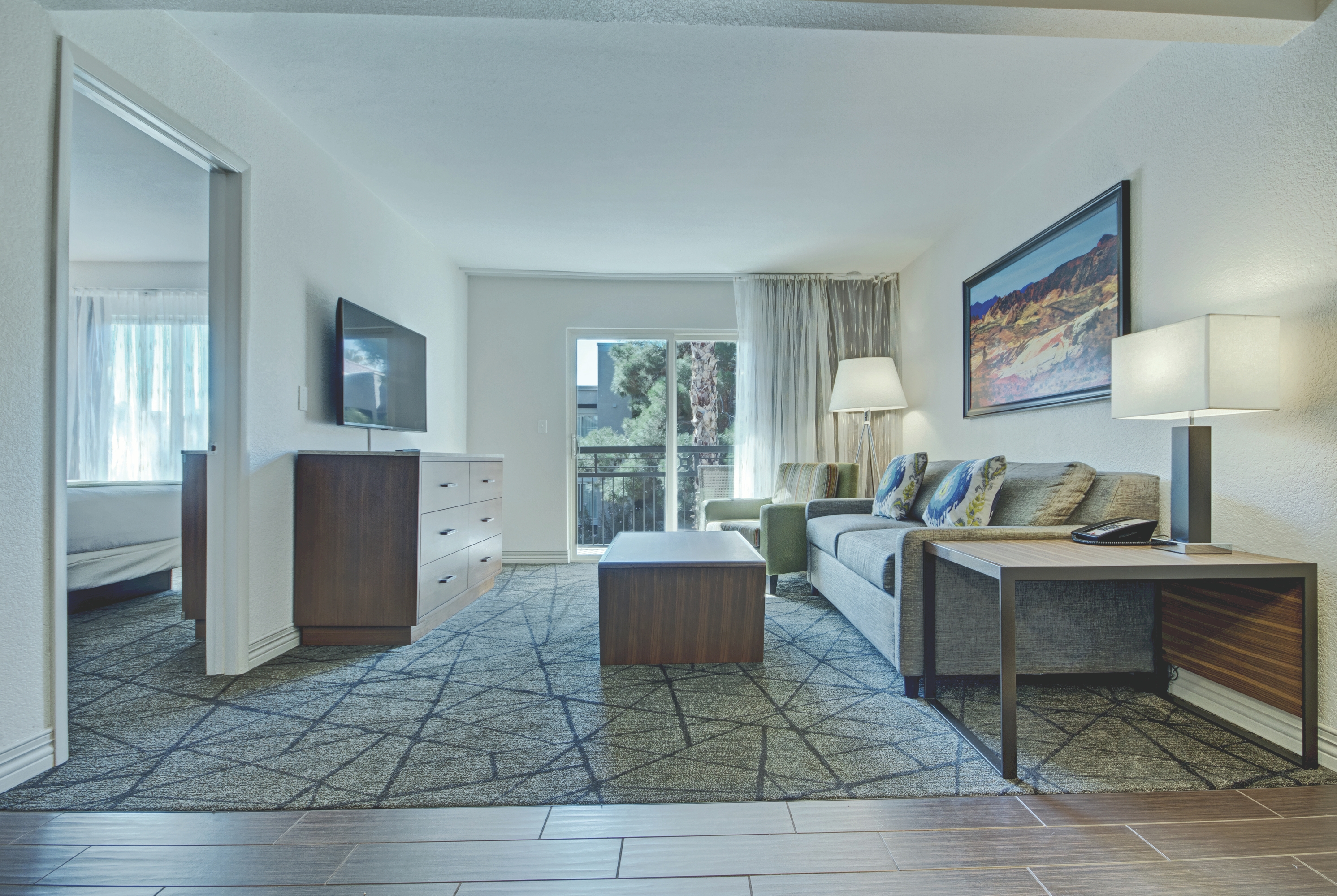 Guest room at the Club Wyndham Desert Rose Resort in Las Vegas, Nevada