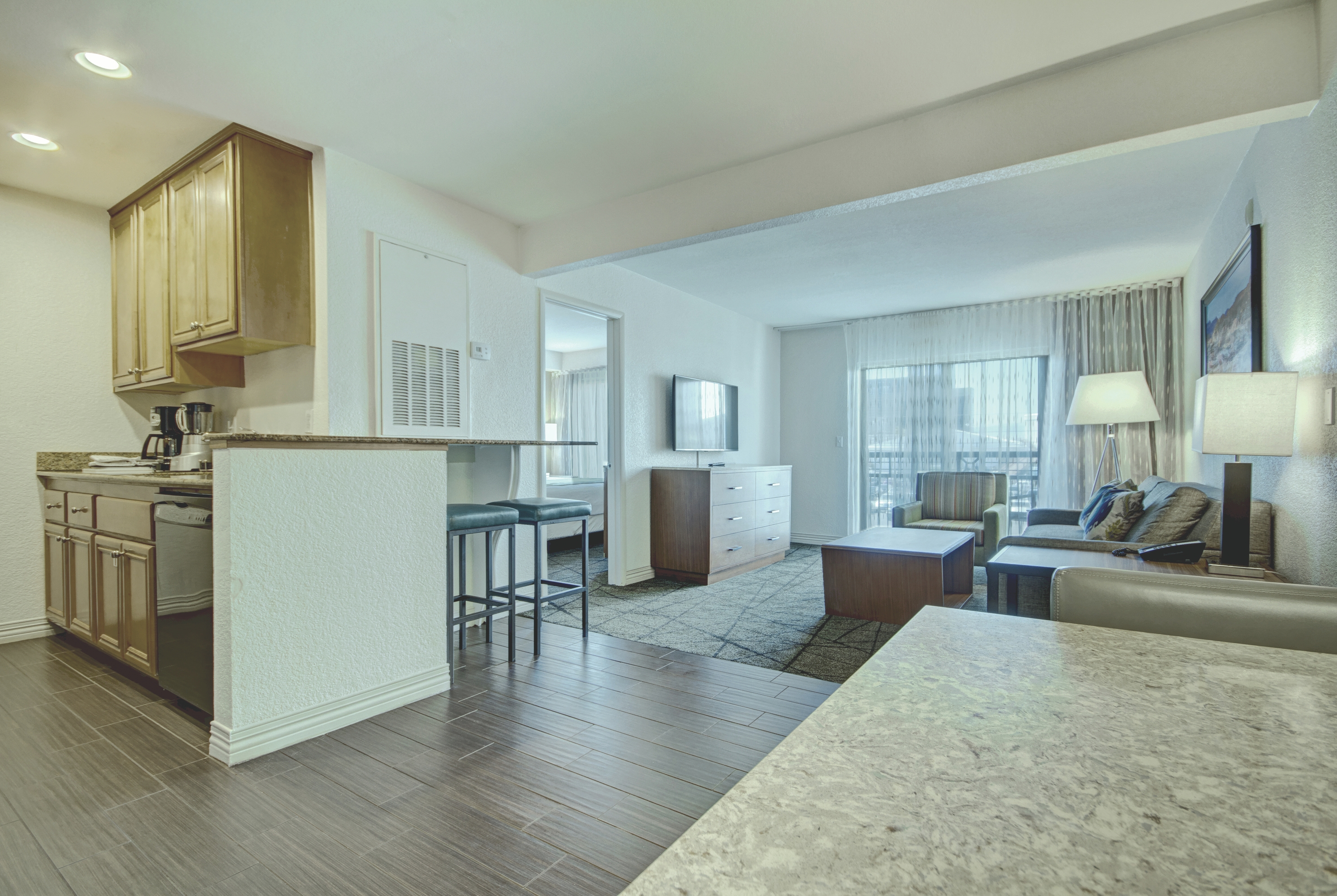 Guest room at the Club Wyndham Desert Rose Resort in Las Vegas, Nevada