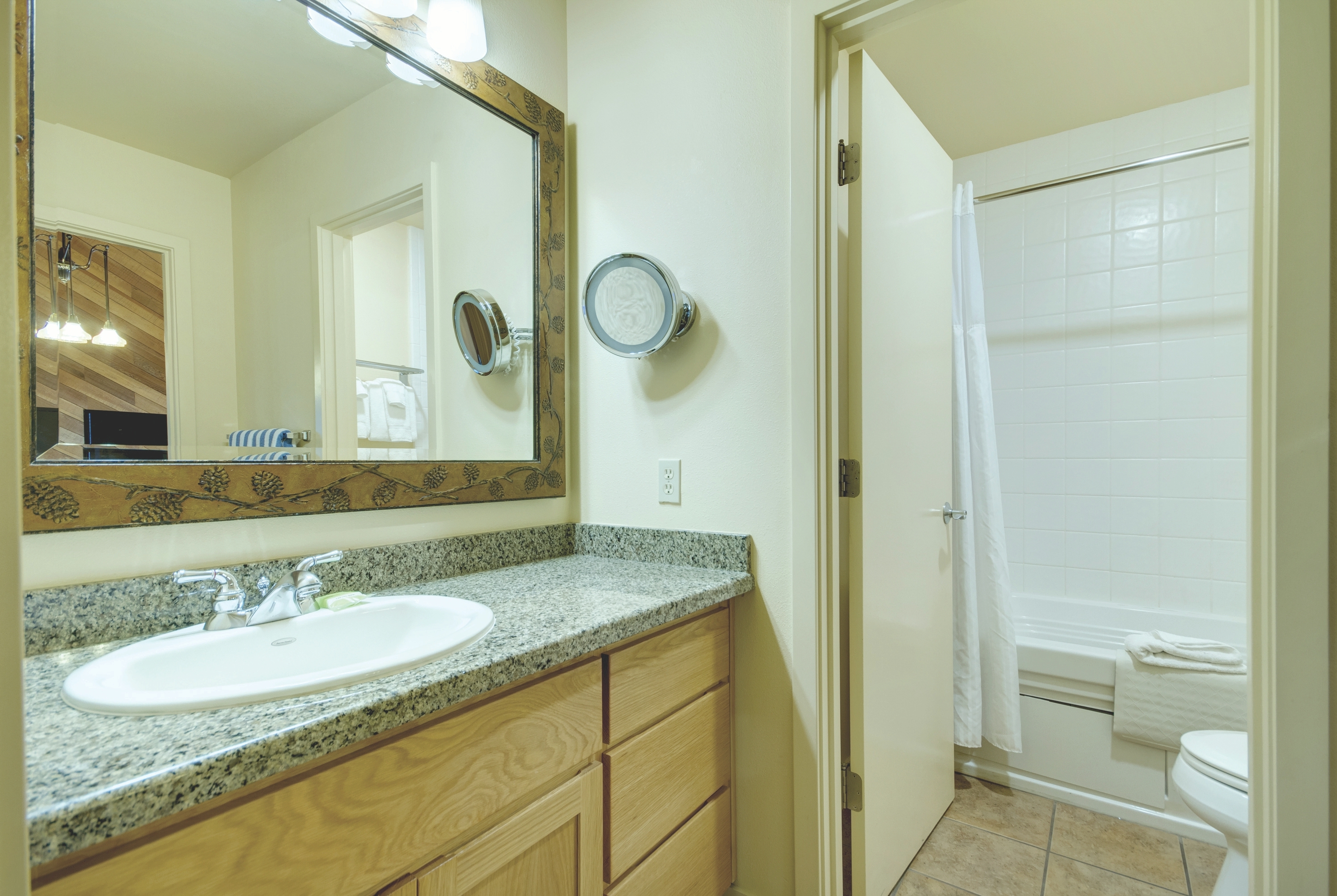 Guest room bath at the WorldMark Bend - Seventh Mountain Resort in Bend, Oregon