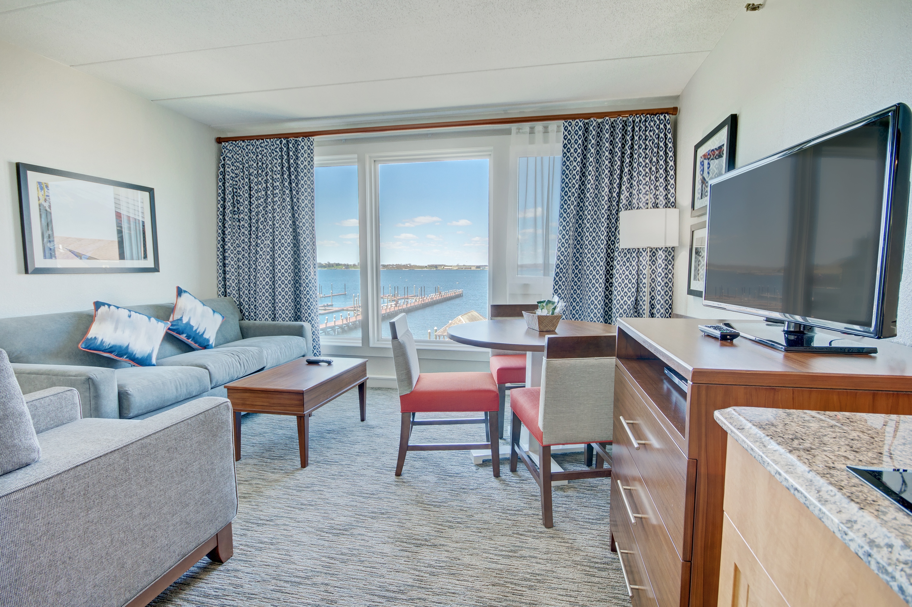 Guest room at the Club Wyndham Inn on the Harbor in Newport, Rhode Island