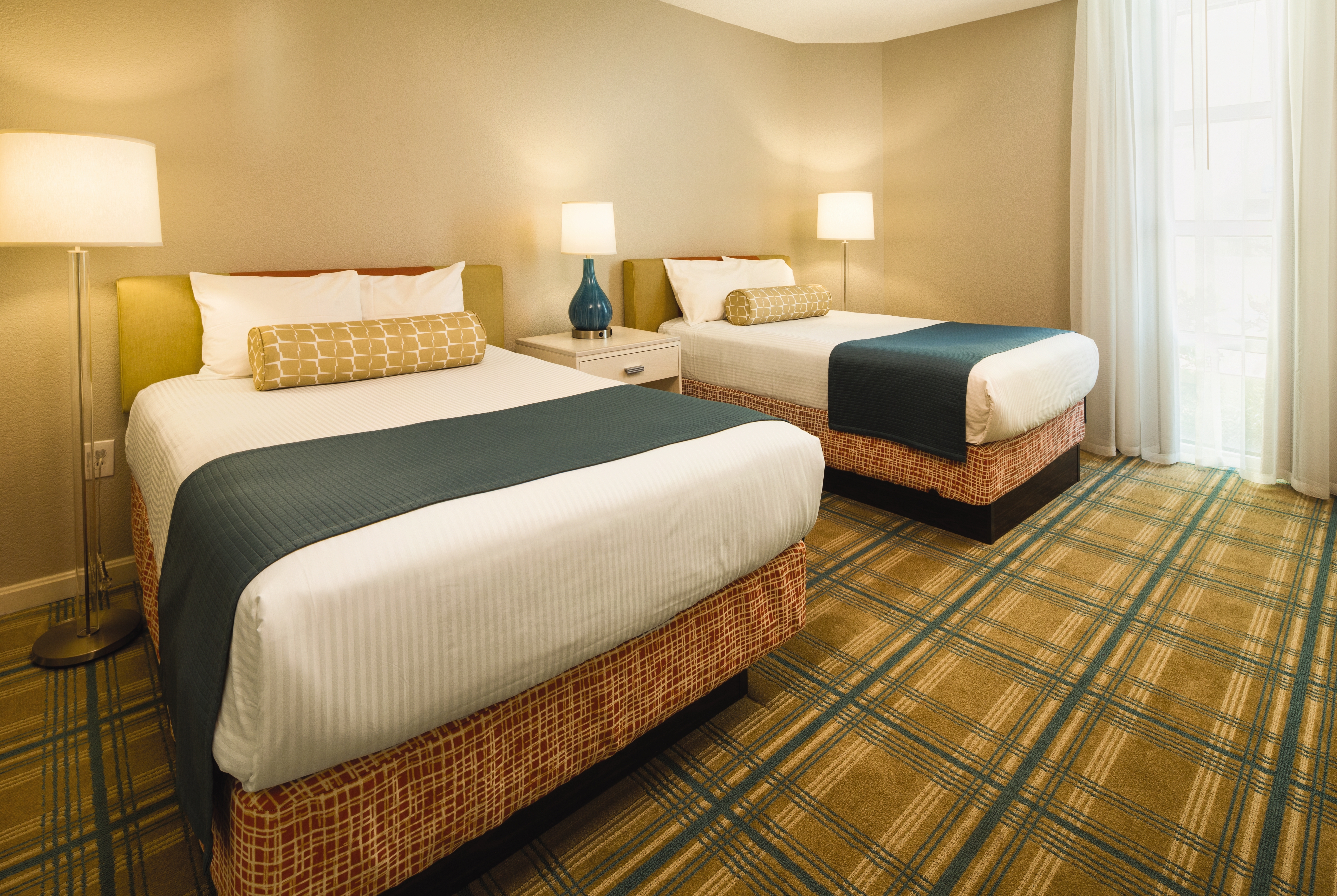 Double bed guest room at the Club Wyndham Ocean Boulevard in North Myrtle Beach, South Carolina