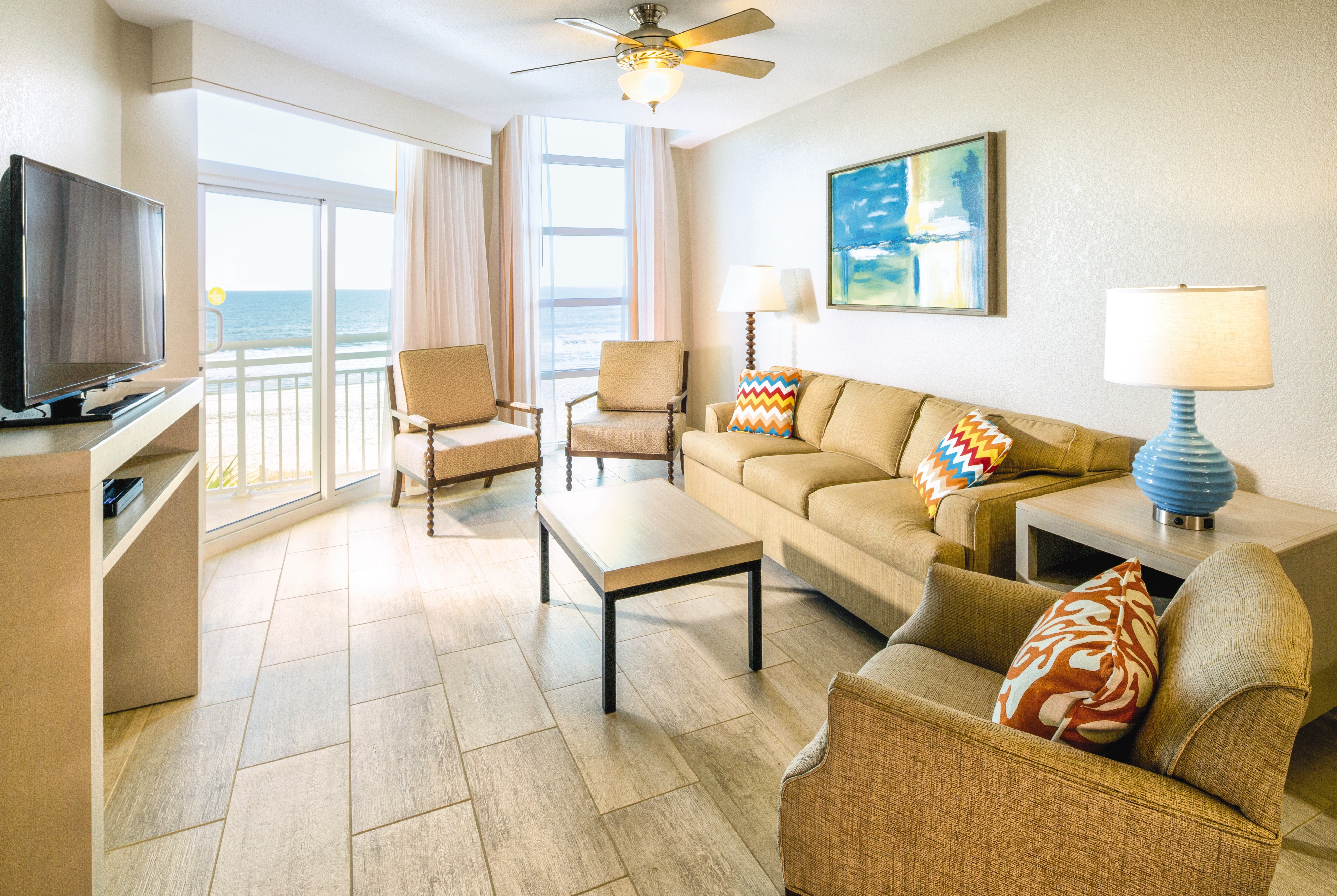 Club Wyndham Ocean Boulevard suite living room in North Myrtle Beach, South Carolina