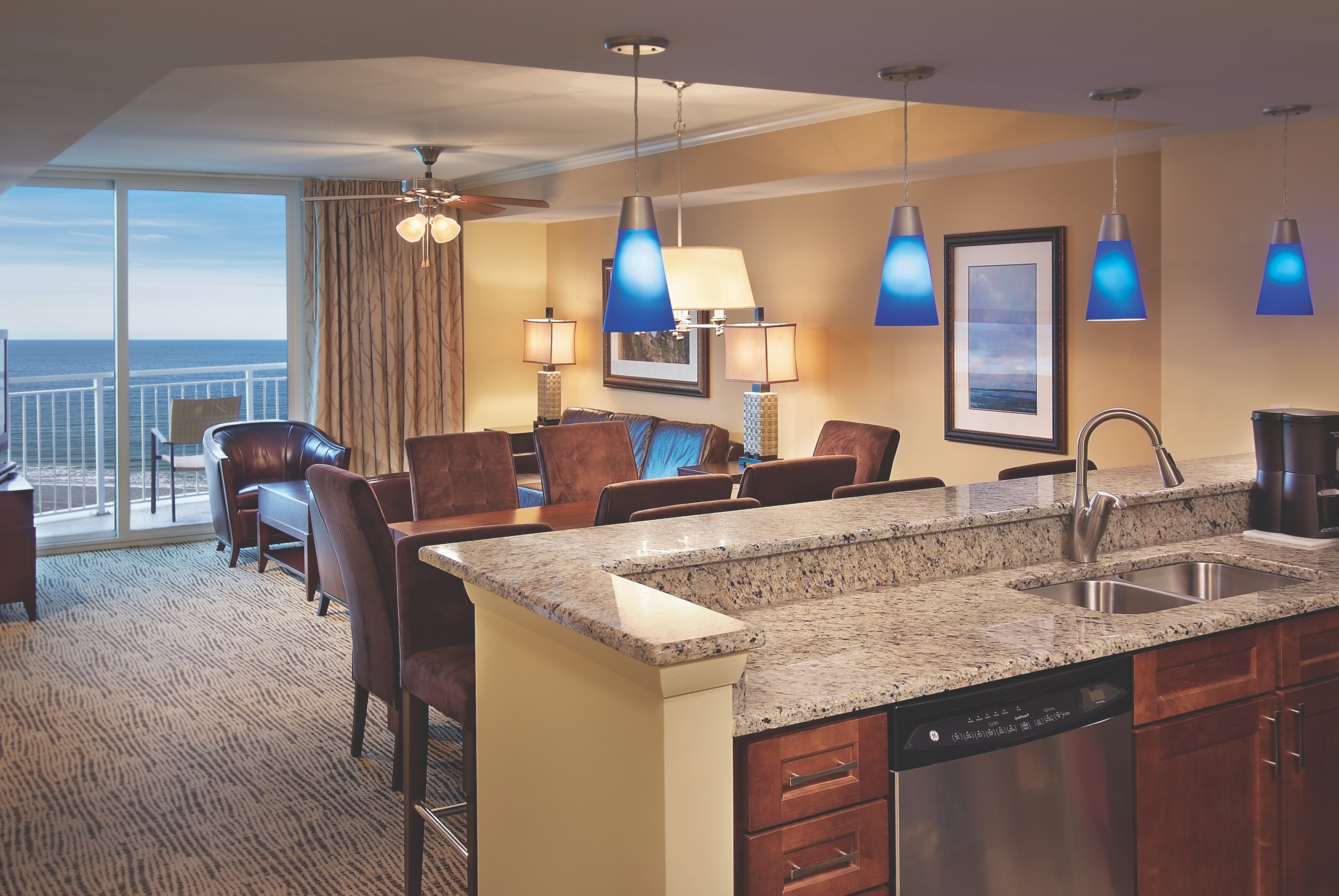 Guest room at the Club Wyndham Towers on the Grove at North Myrtle in North Myrtle Beach, South Carolina