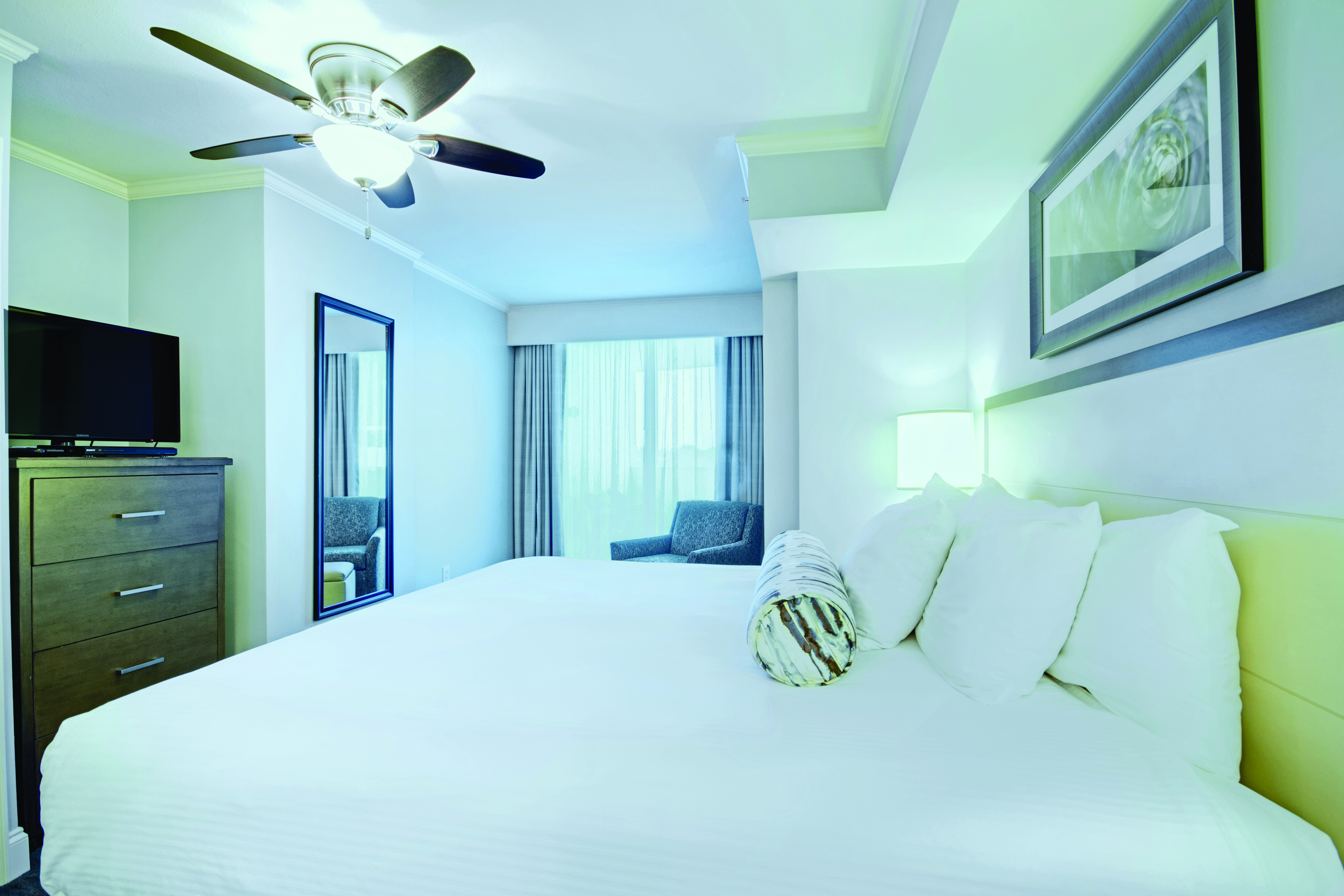 Guest room at the Club Wyndham Towers on the Grove at North Myrtle in North Myrtle Beach, South Carolina