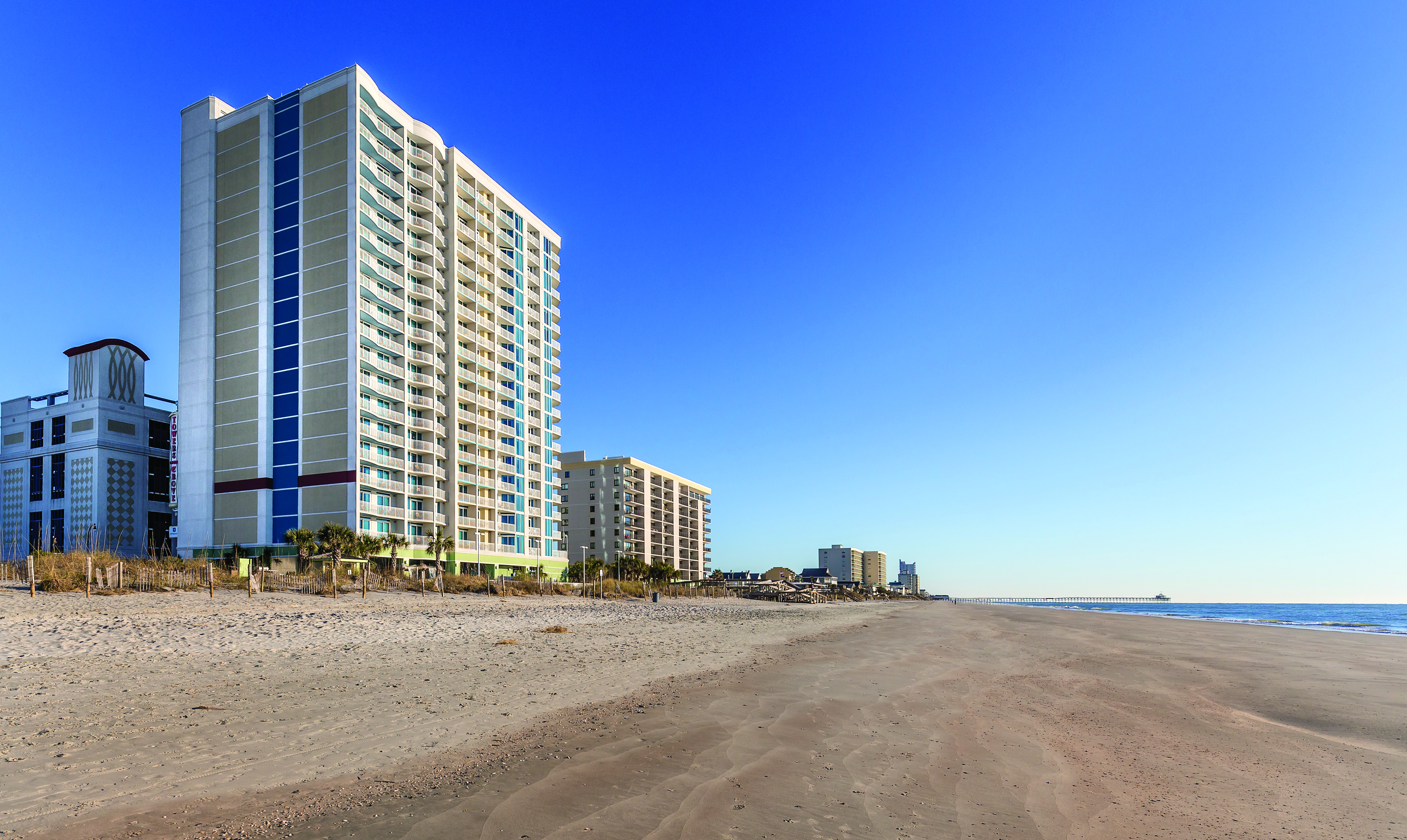 Exterior of Club Wyndham Towers on the Grove at North Myrtle hotel in North Myrtle Beach, South Carolina