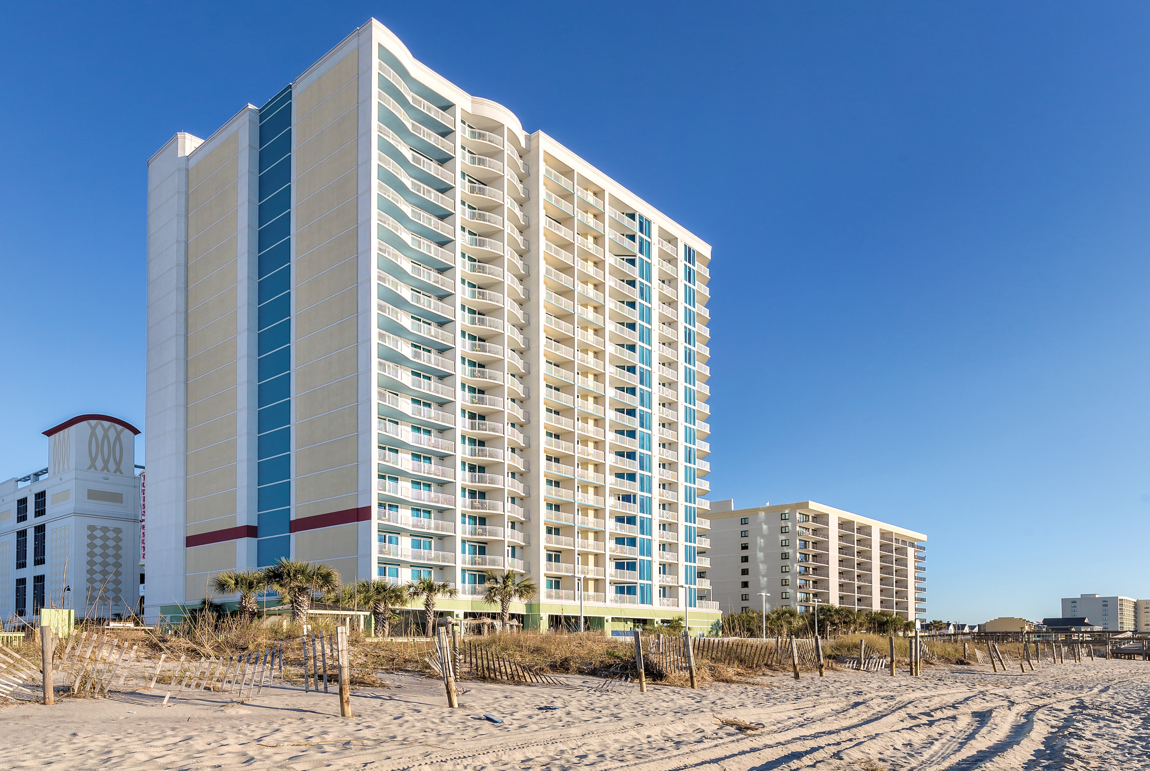 Exterior of Club Wyndham Towers on the Grove at North Myrtle hotel in North Myrtle Beach, South Carolina