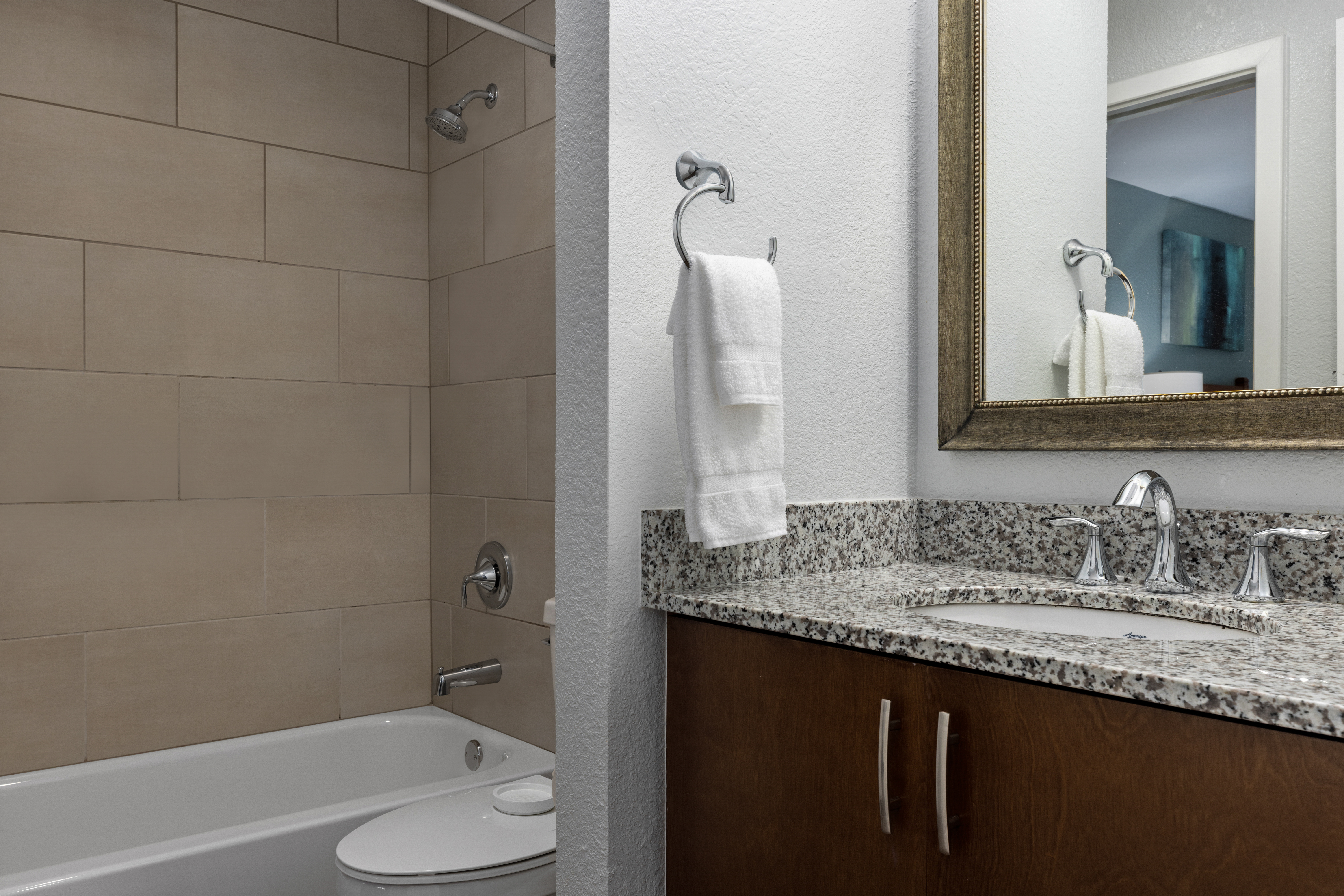 Guest room bath at the Club Wyndham Resort at Fairfield Glade in Crossville, Tennessee