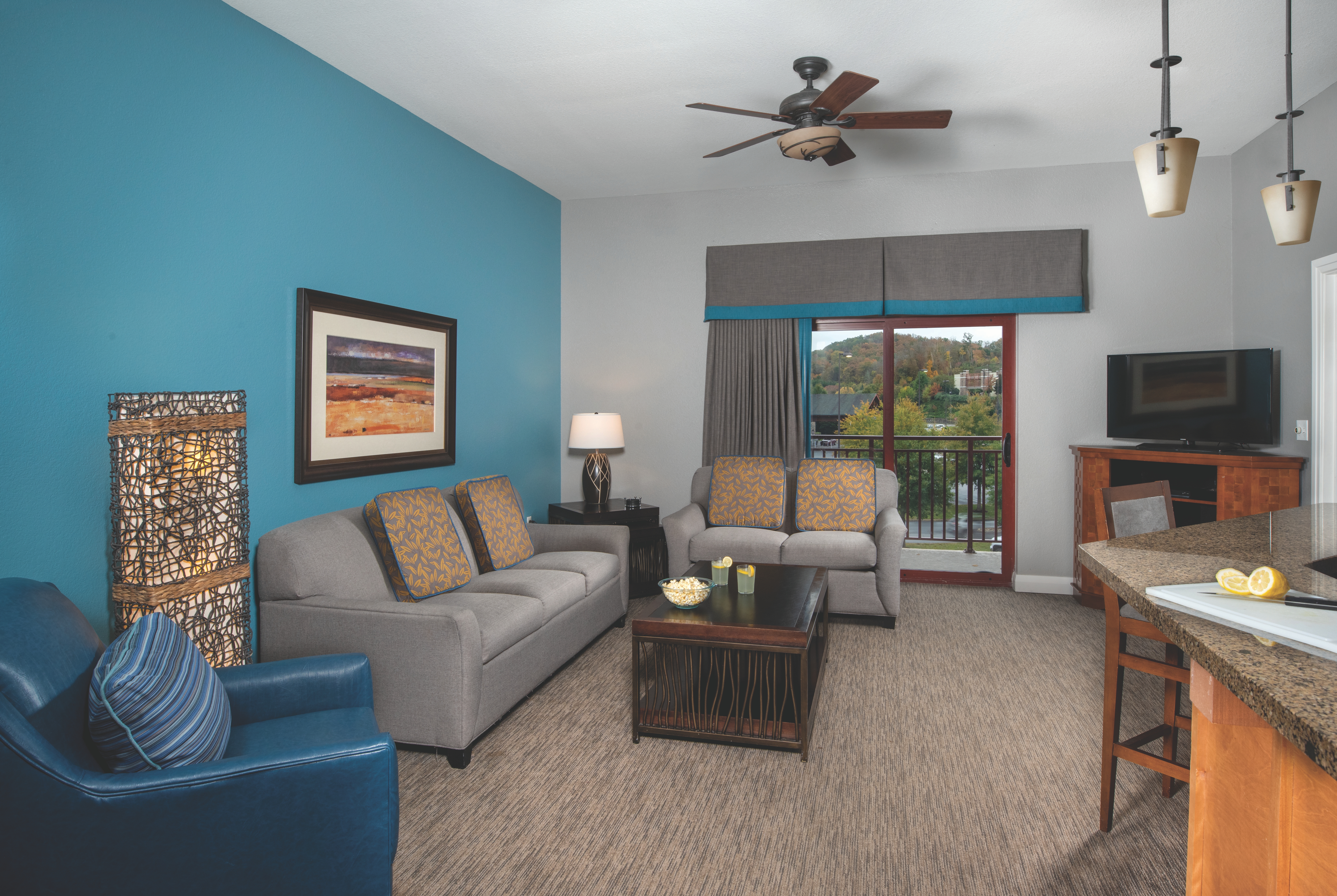 Guest room at the Club Wyndham Great Smokies Lodge in Sevierville, Tennessee