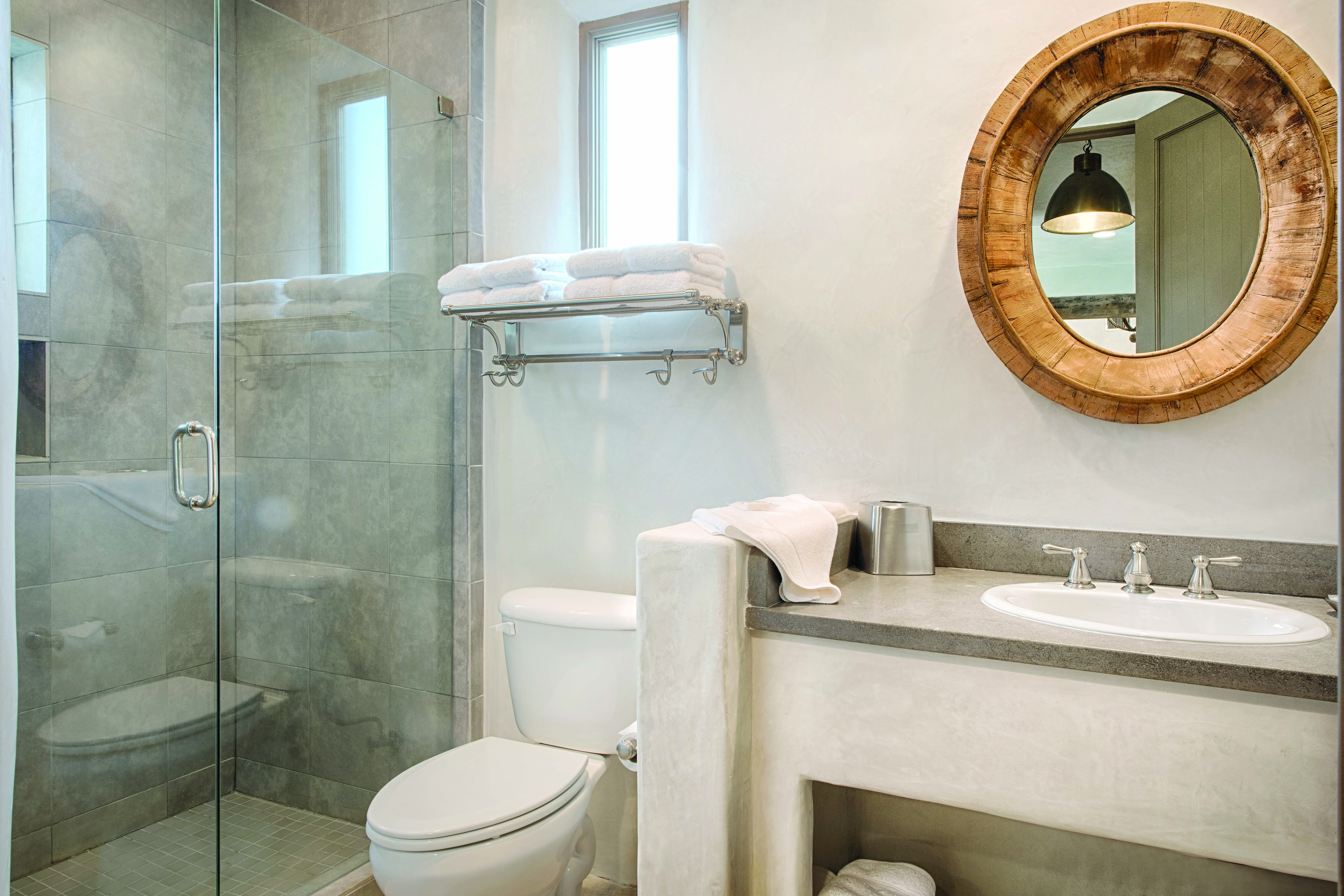 Guest room bath at the WorldMark Hunt - Stablewood Springs Resort in Hunt, Texas