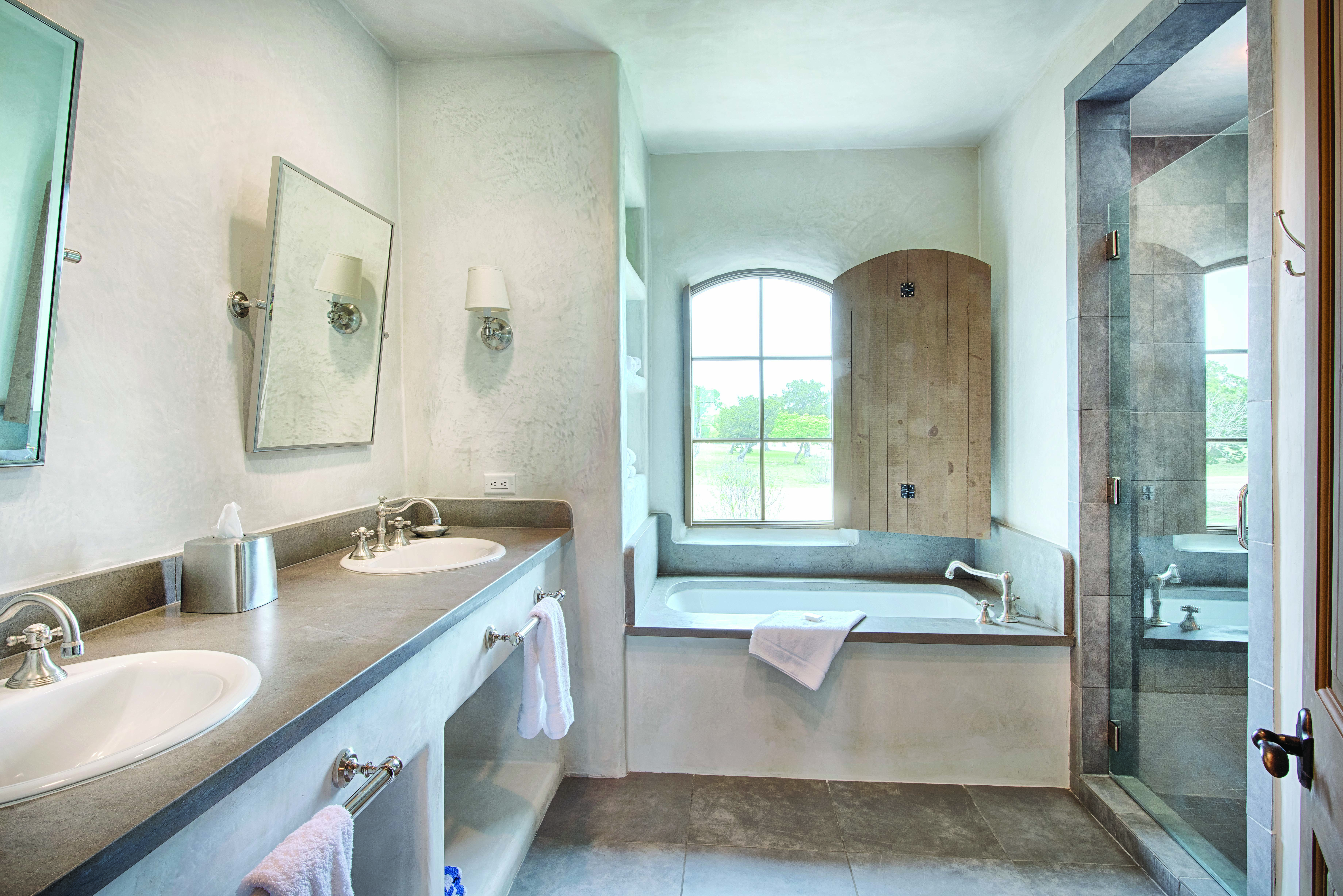 Guest room bath at the WorldMark Hunt - Stablewood Springs Resort in Hunt, Texas