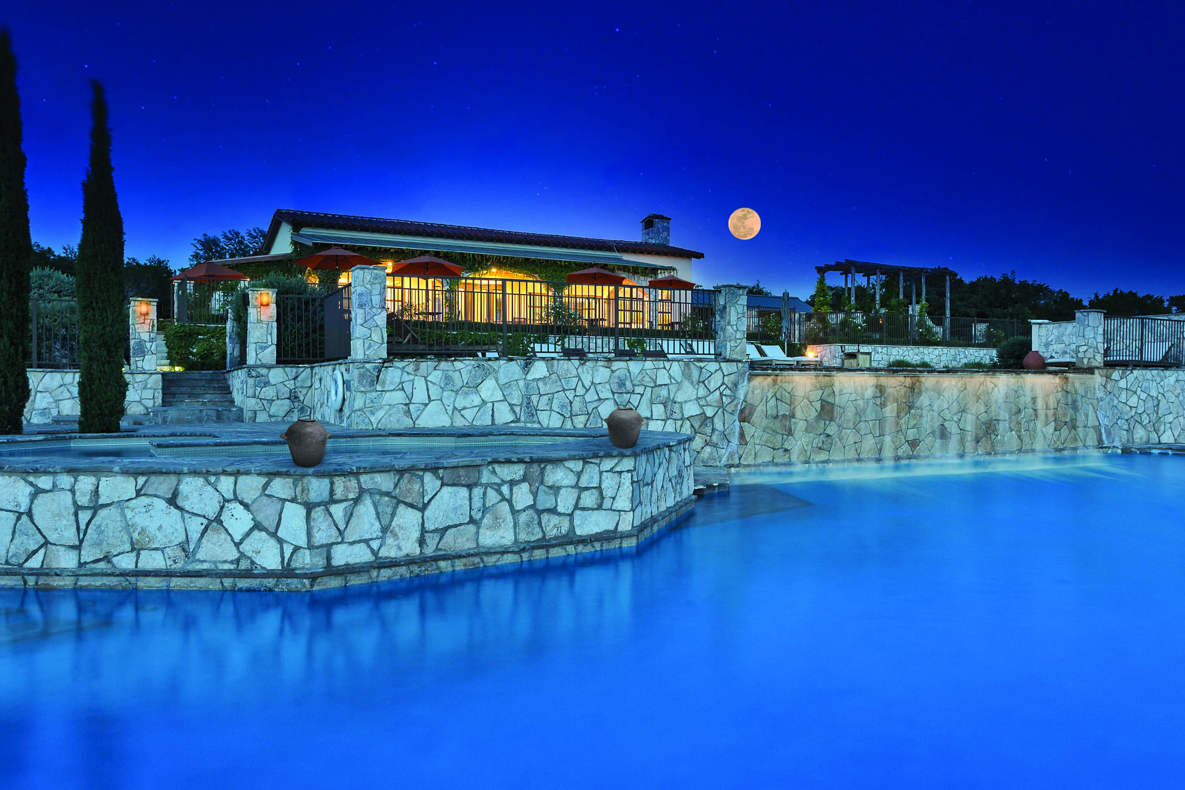 Pool night image at the WorldMark Hunt - Stablewood Springs Resort in Hunt, Texas