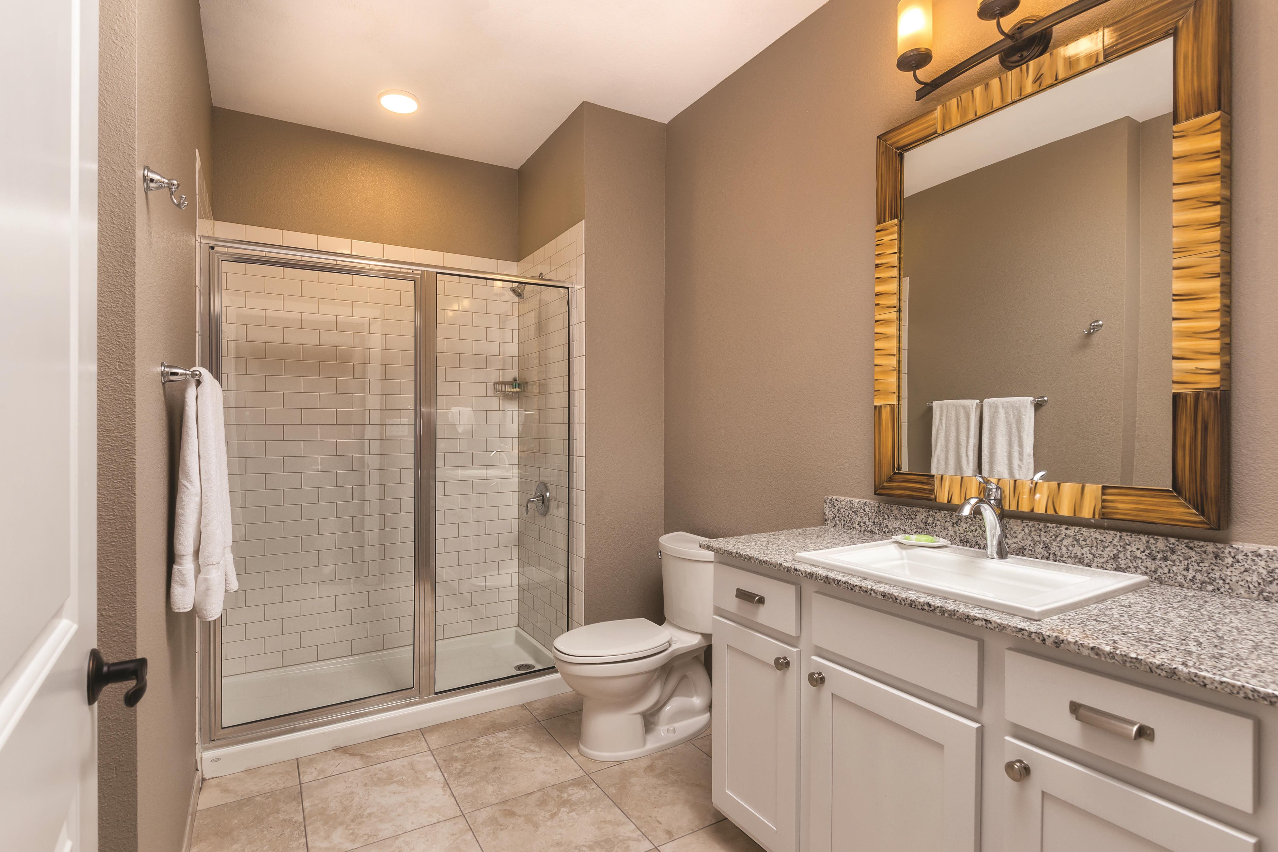 Guest room bath at the WorldMark Marble Falls in Marble Falls, Texas
