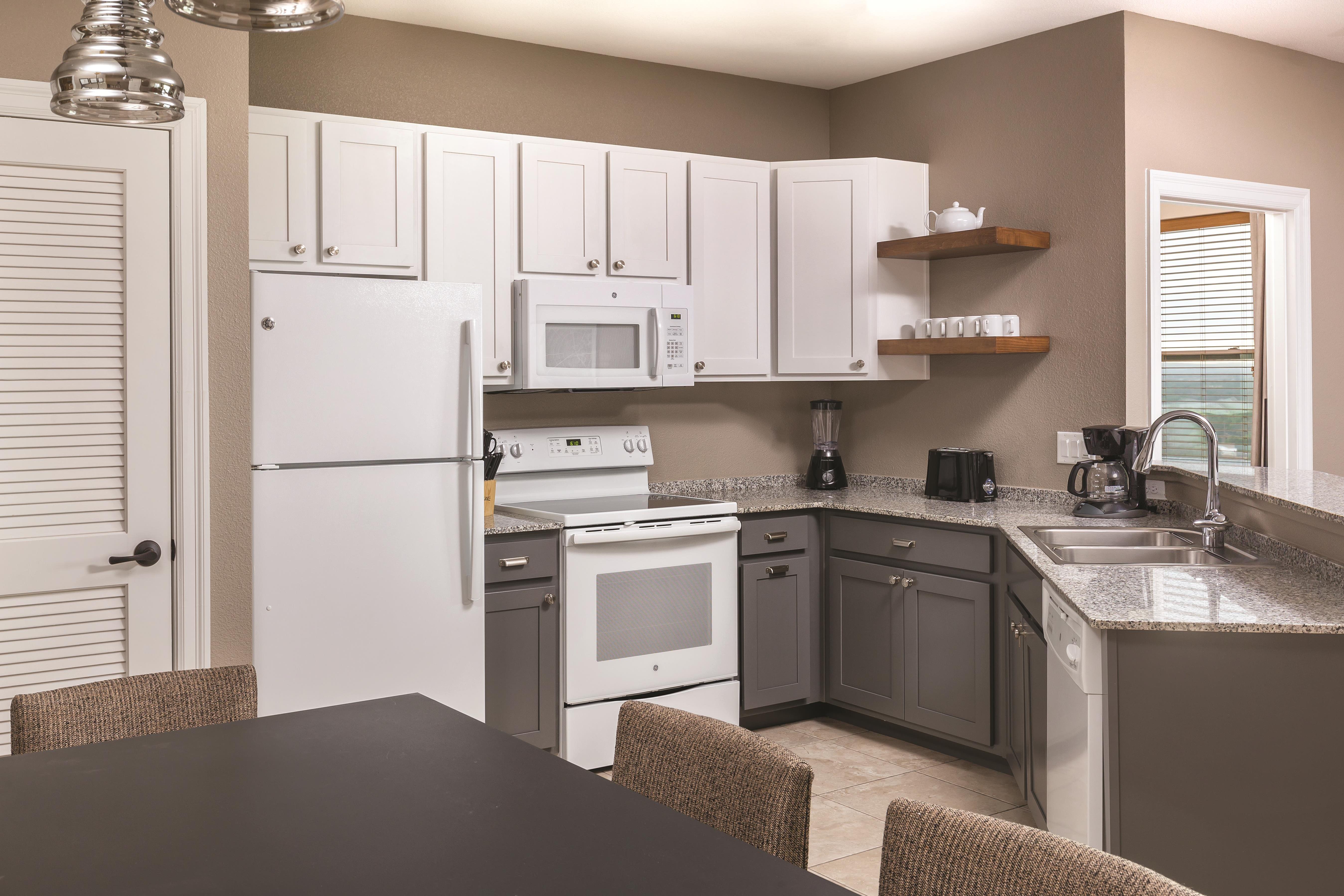 Guest room kitchen at WorldMark Marble Falls in Marble Falls, Texas