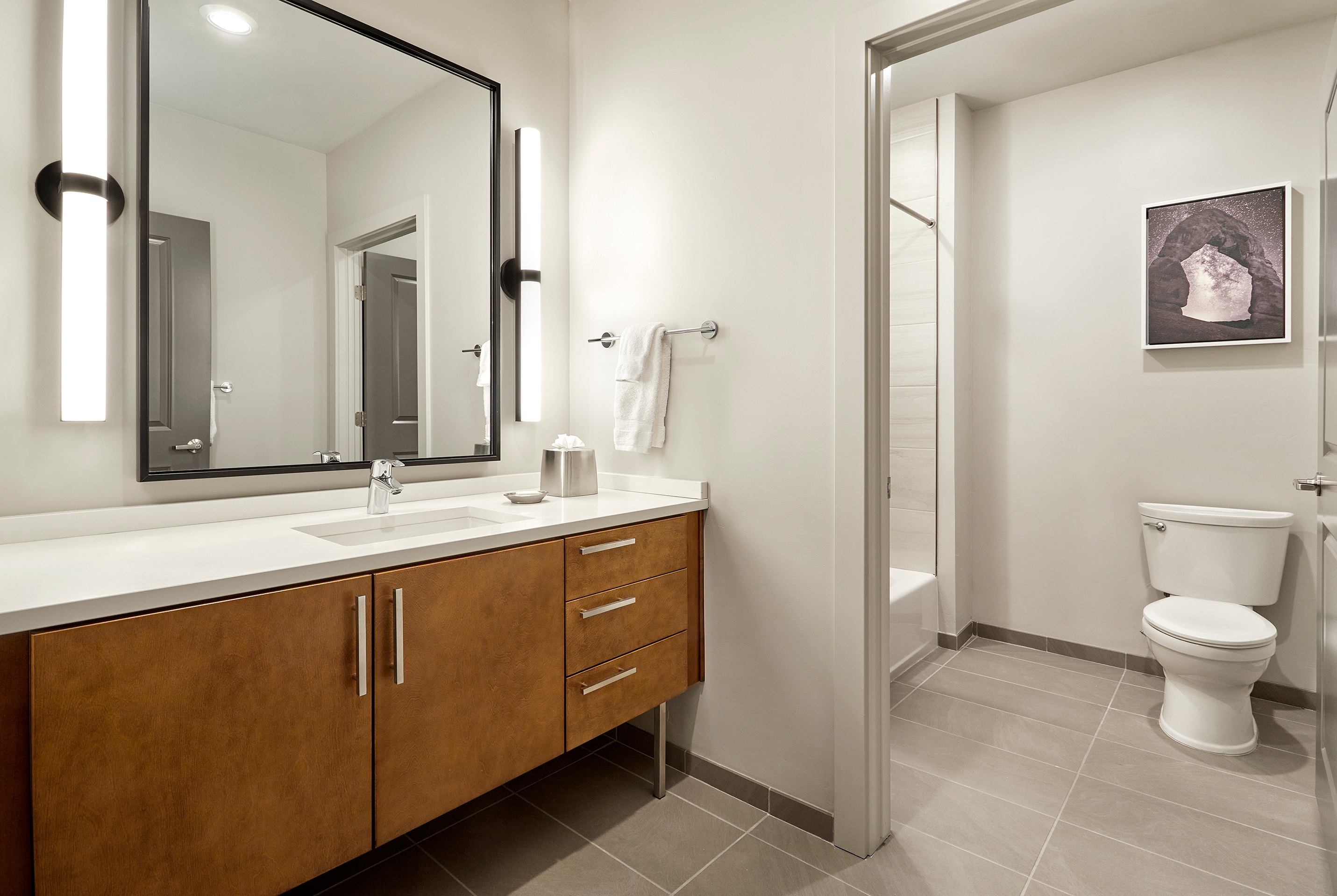Guest room bath at the The Moab Resort, WorldMark Associate in Moab, Utah