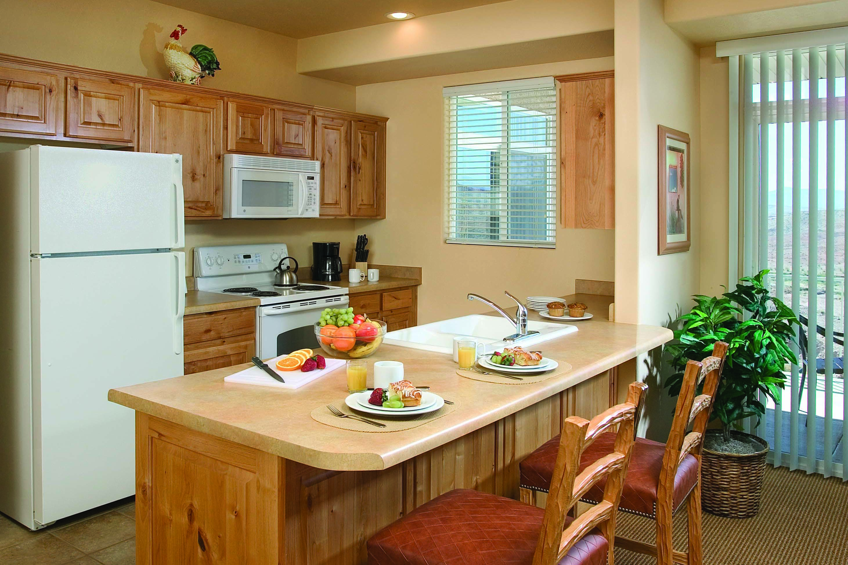 Guest room kitchen at WorldMark Estancia in St. George, Utah