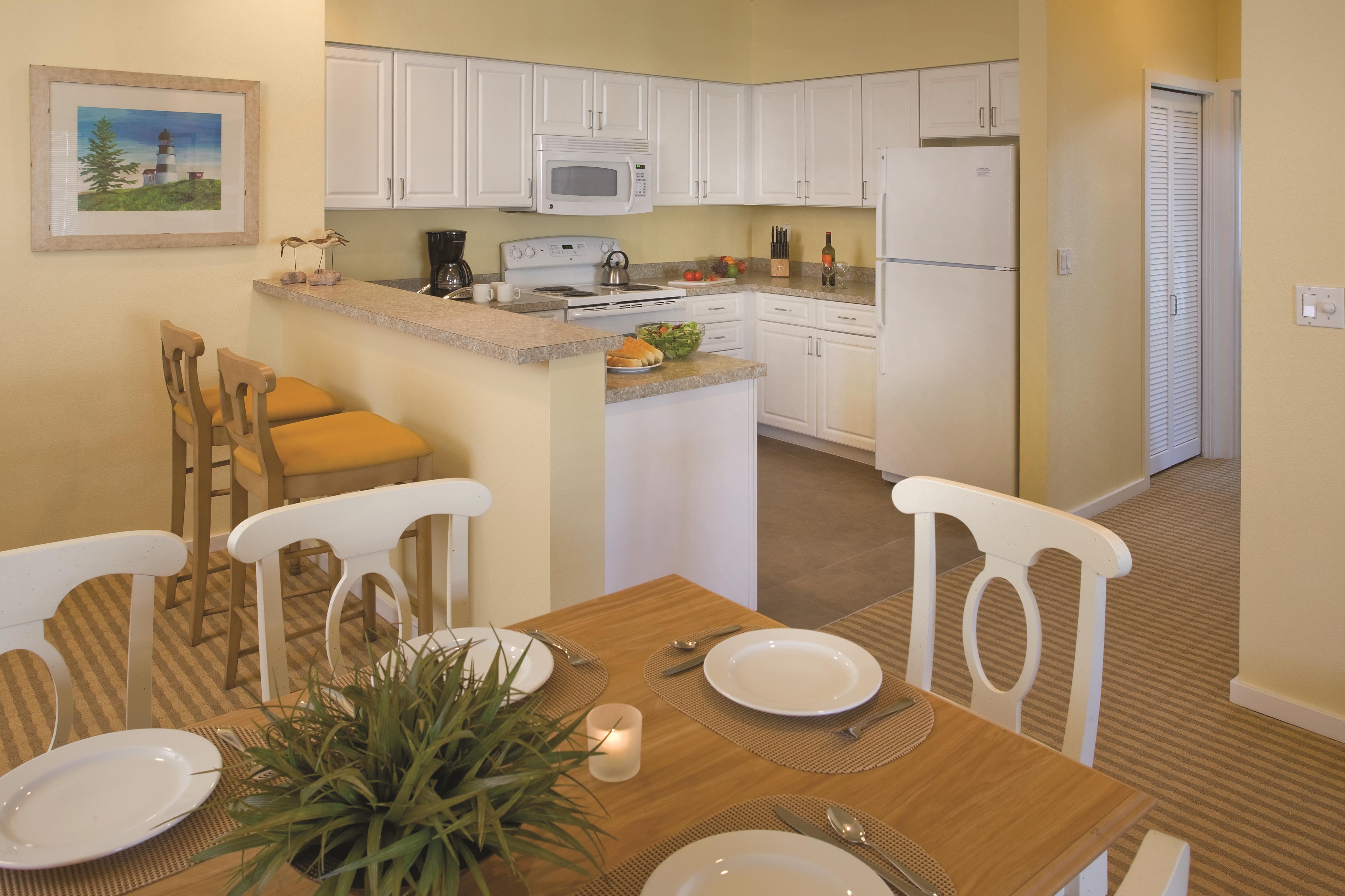 Guest room kitchen at WorldMark Long Beach in Long Beach, Washington