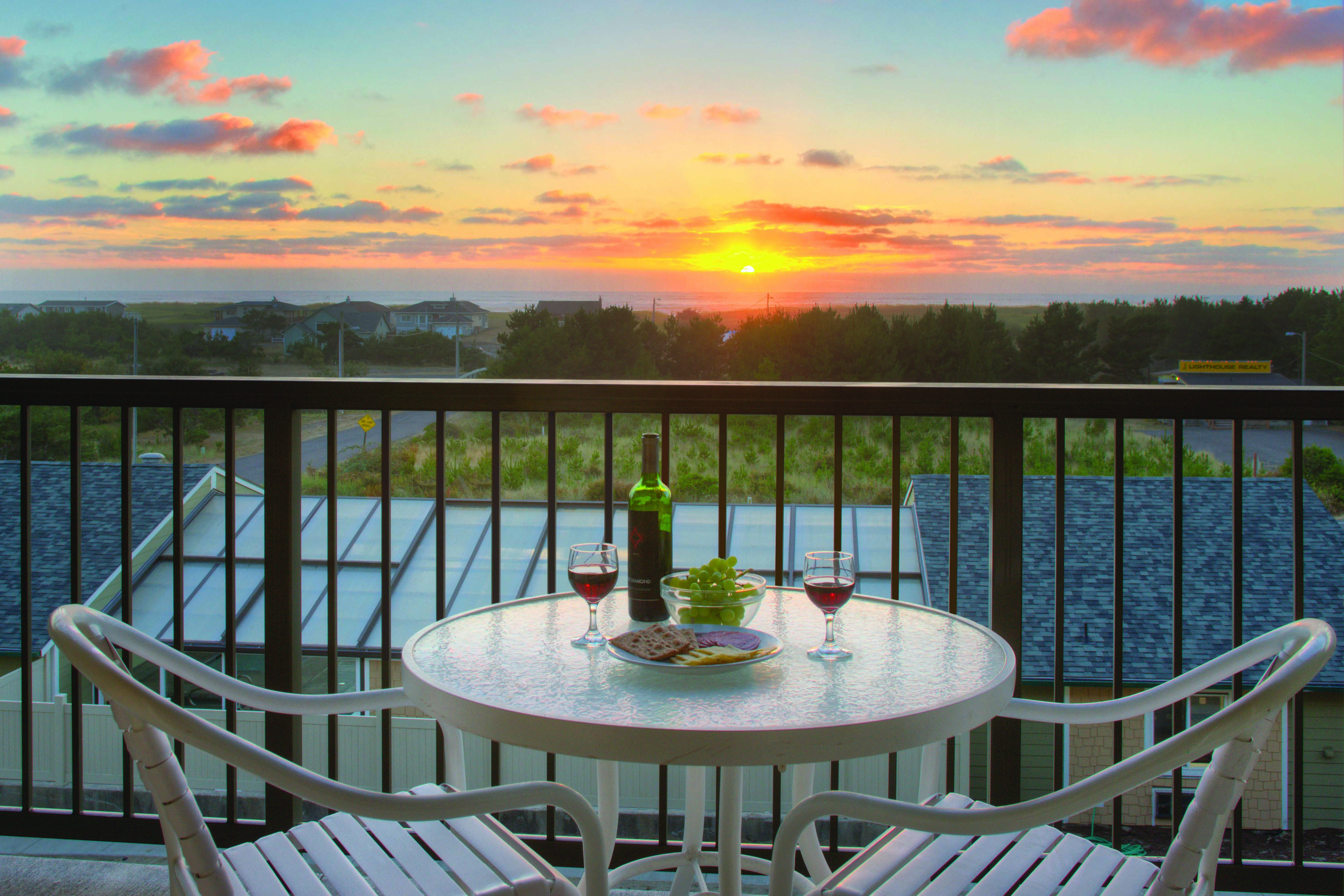 Guest room patio at the WorldMark Surfside Inn in Ocean Park, Washington
