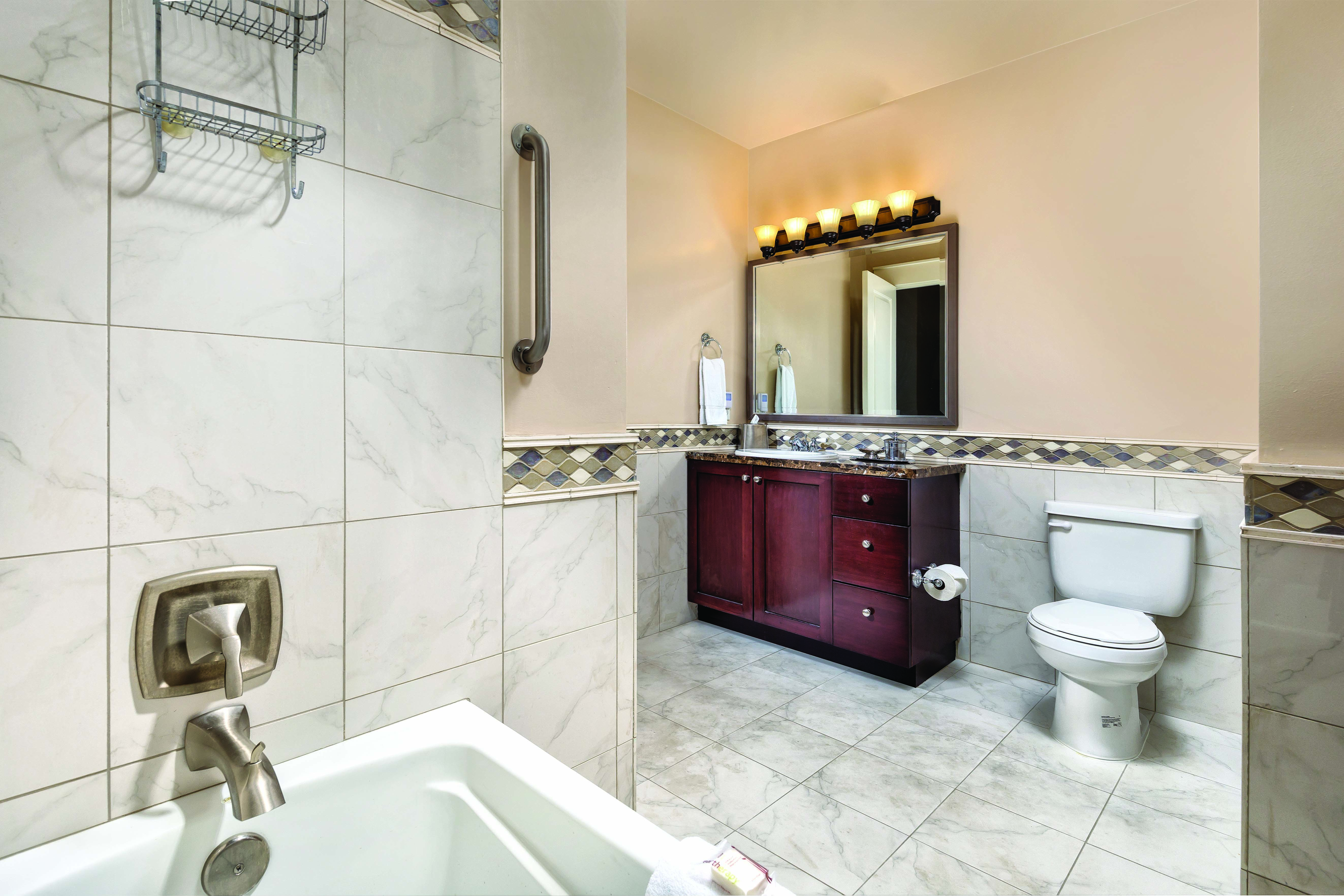 Guest room bath at the WorldMark Seattle - The Camlin in Seattle, Washington