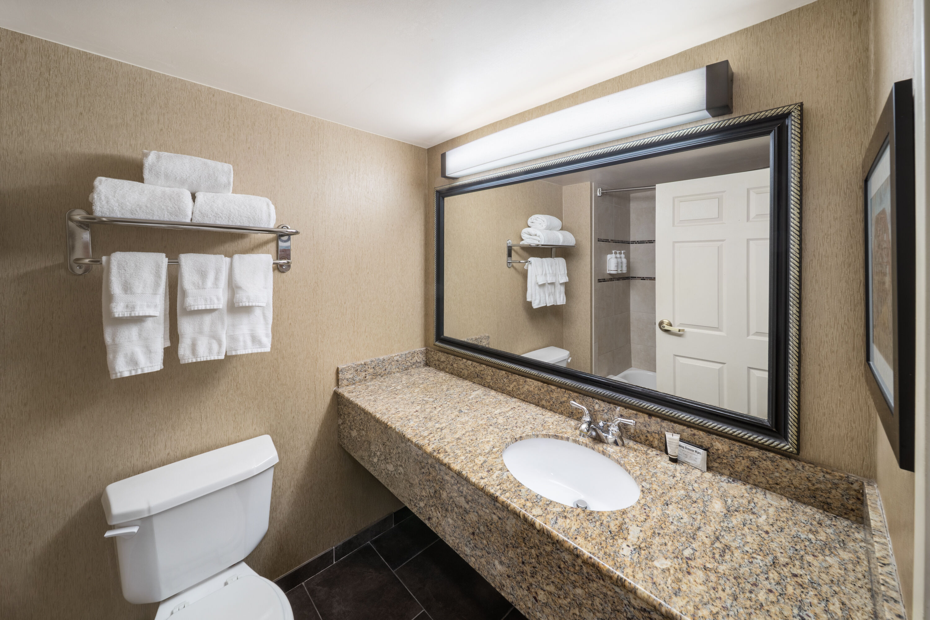 Guest room bath at the Wingate by Wyndham Little Rock in Little Rock, Arkansas