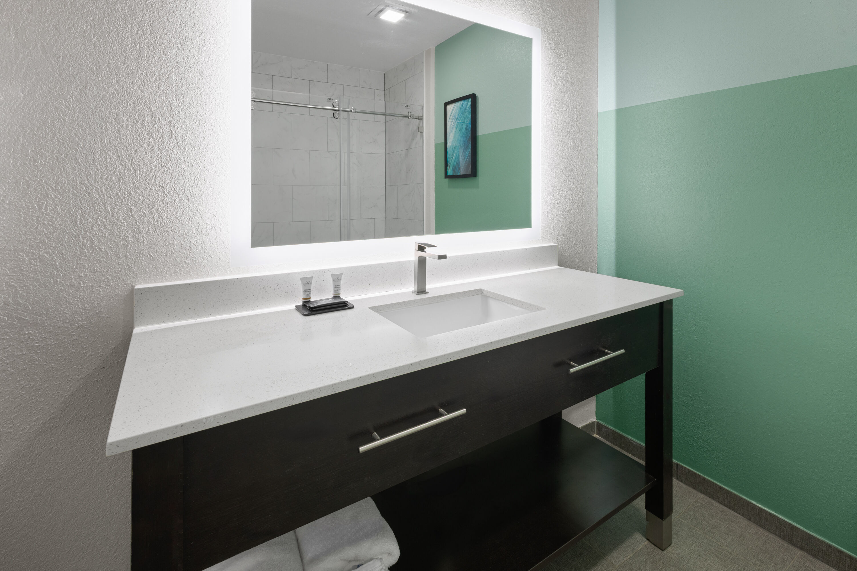 Guest room bath at the Wingate by Wyndham Kings Bay Naval Base in Kingsland, Georgia