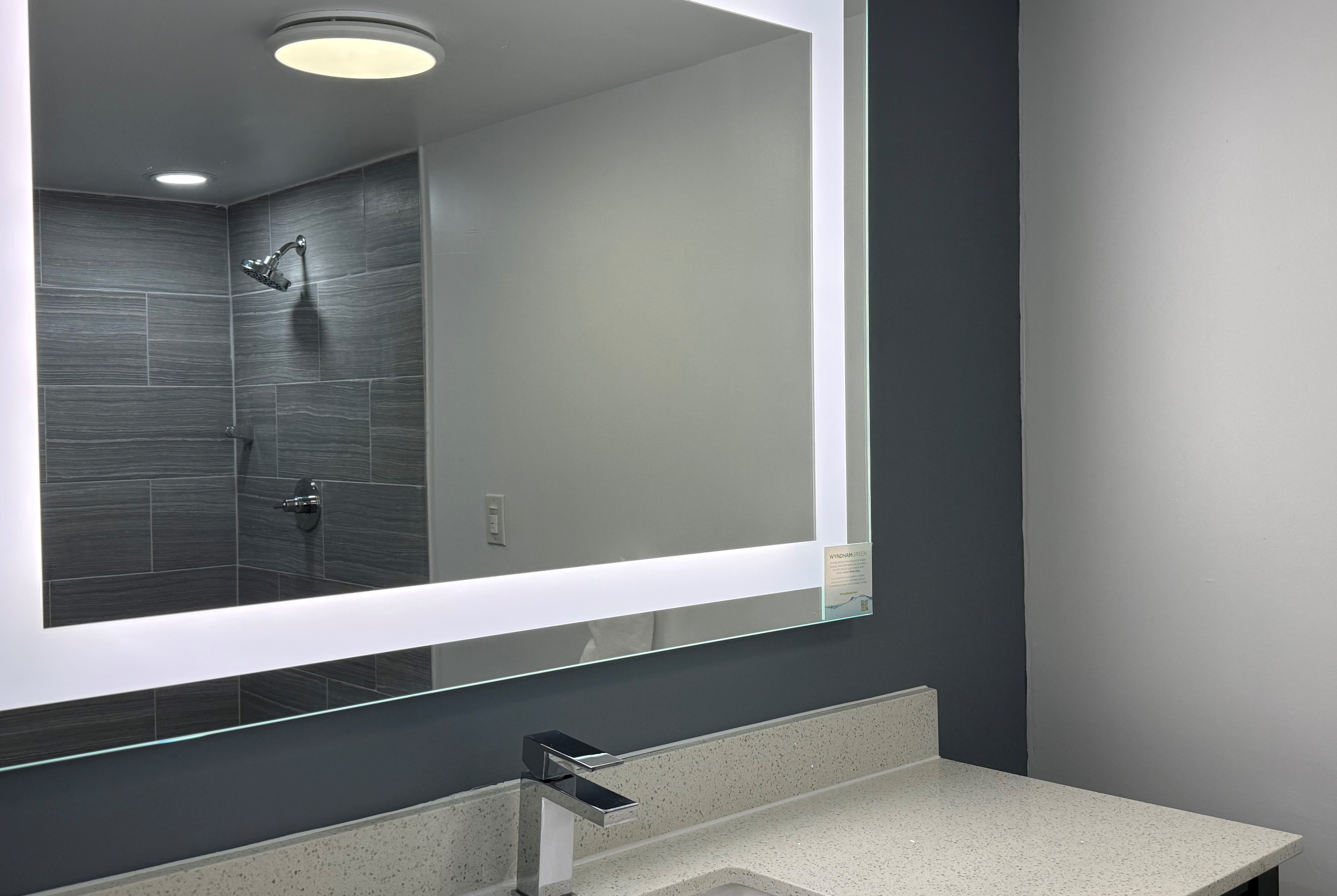 Guest room bath at the Wingate by Wyndham Indianapolis Airport-Rockville Rd. in Indianapolis, Indiana