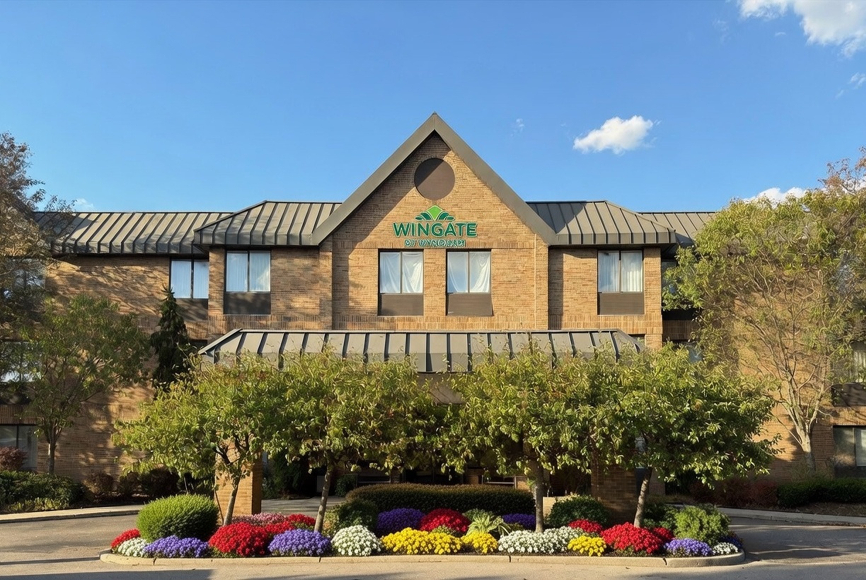 Exterior of Wingate by Wyndham Utica hotel in Utica, Michigan