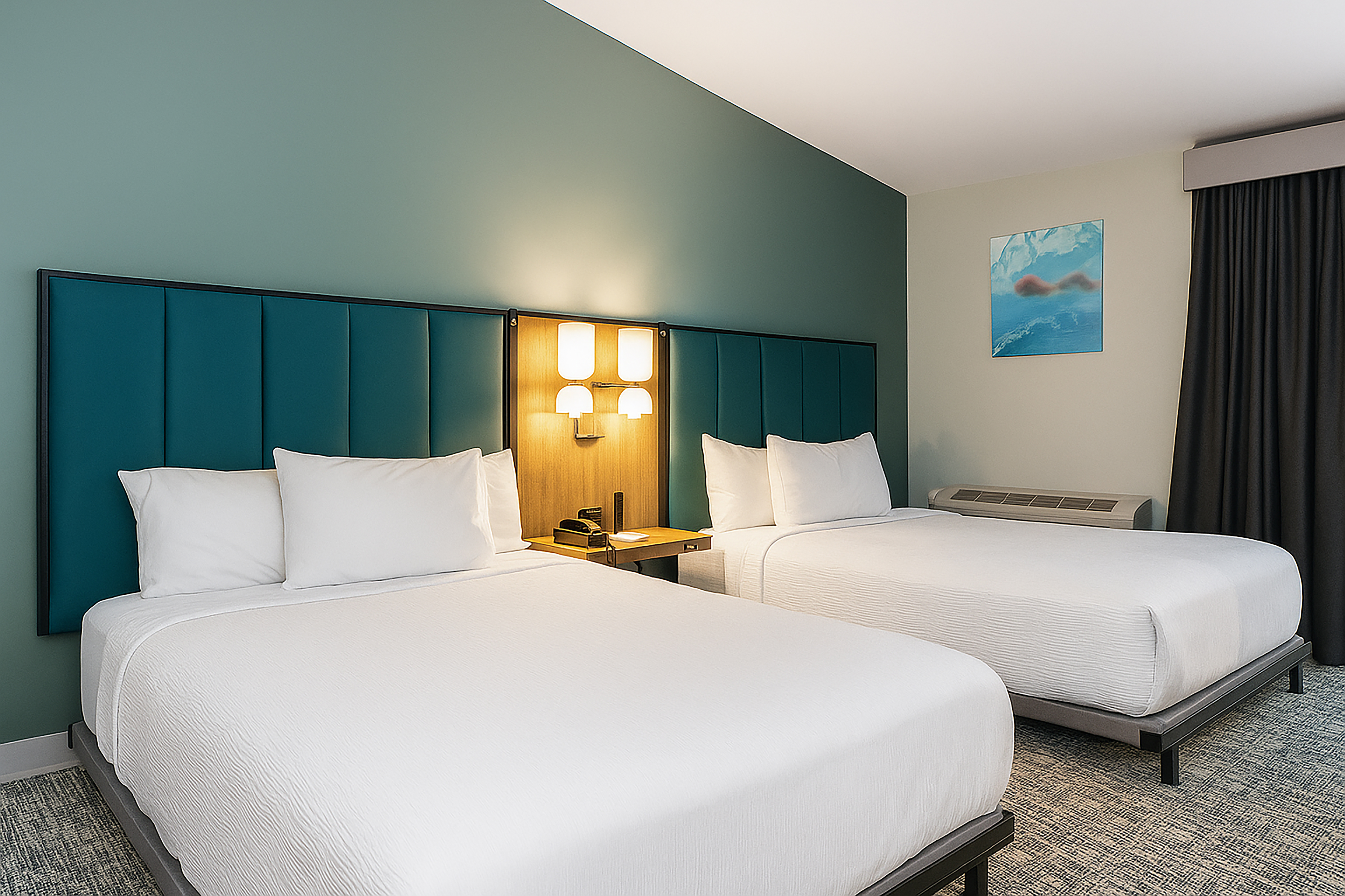 Guest room at the Wingate by Wyndham Geneva at SPIRE Academy in Geneva, Ohio