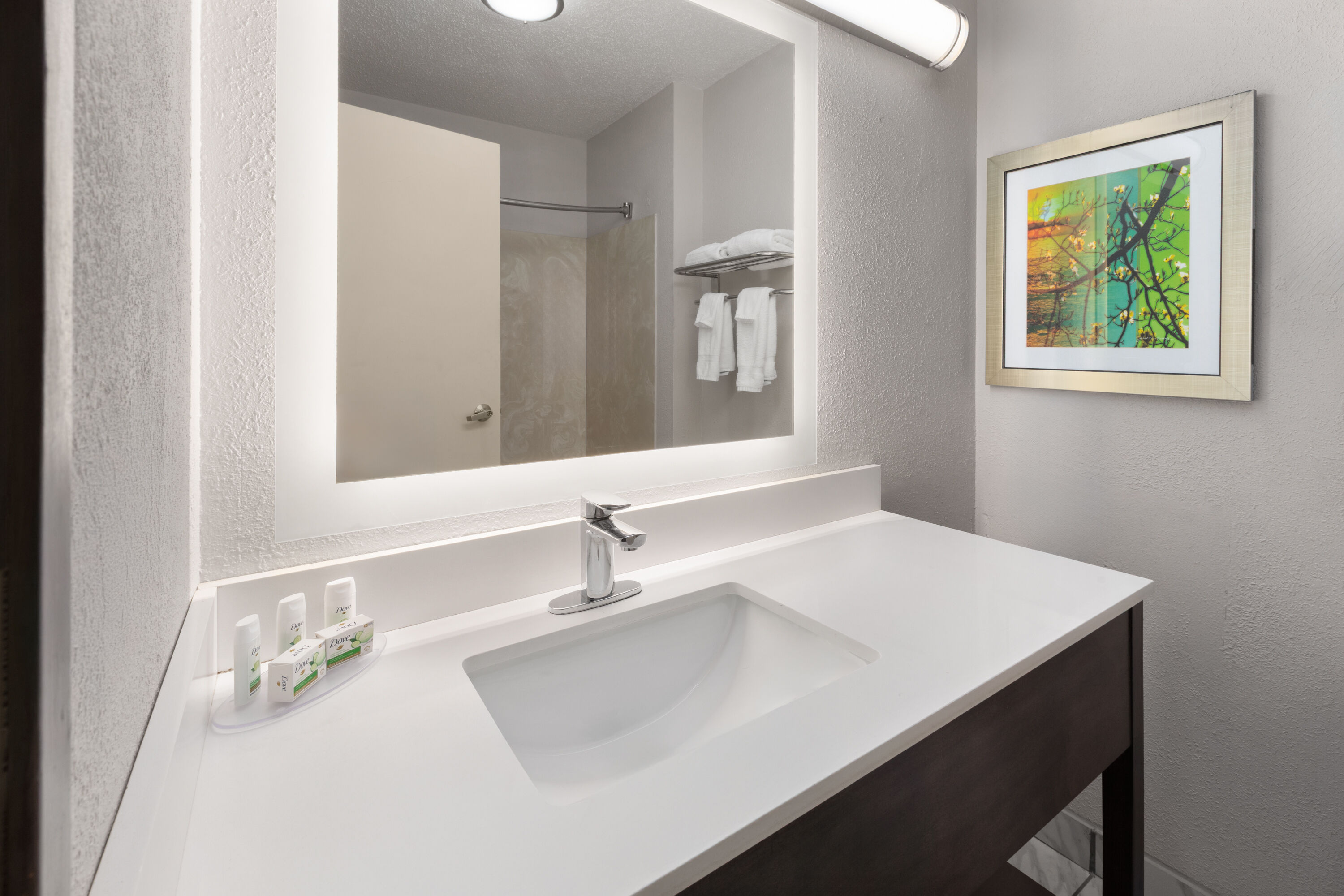 Guest room bath at the Wingate by Wyndham Marion in Marion, Ohio