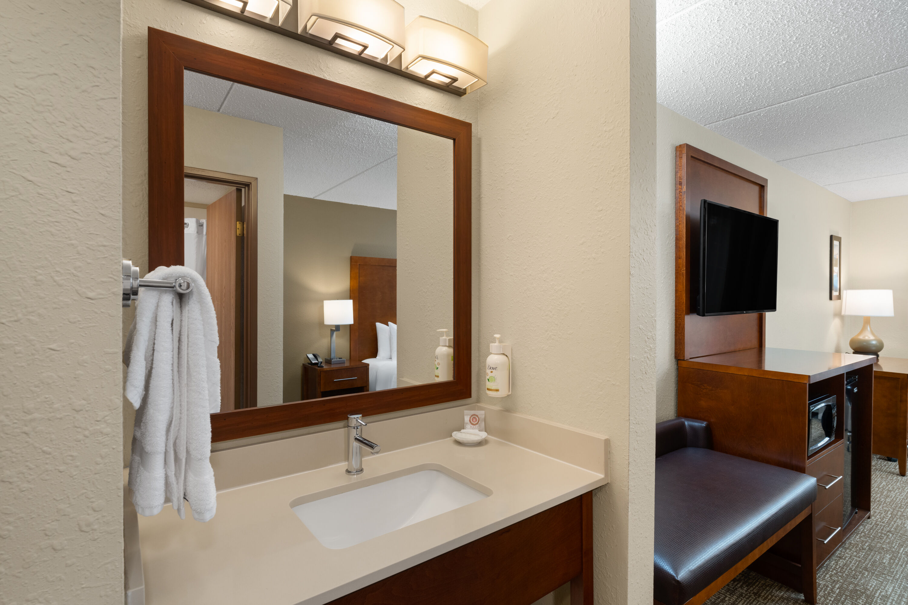 Guest room bath at the Wingate by Wyndham Clearfield in Clearfield, Pennsylvania