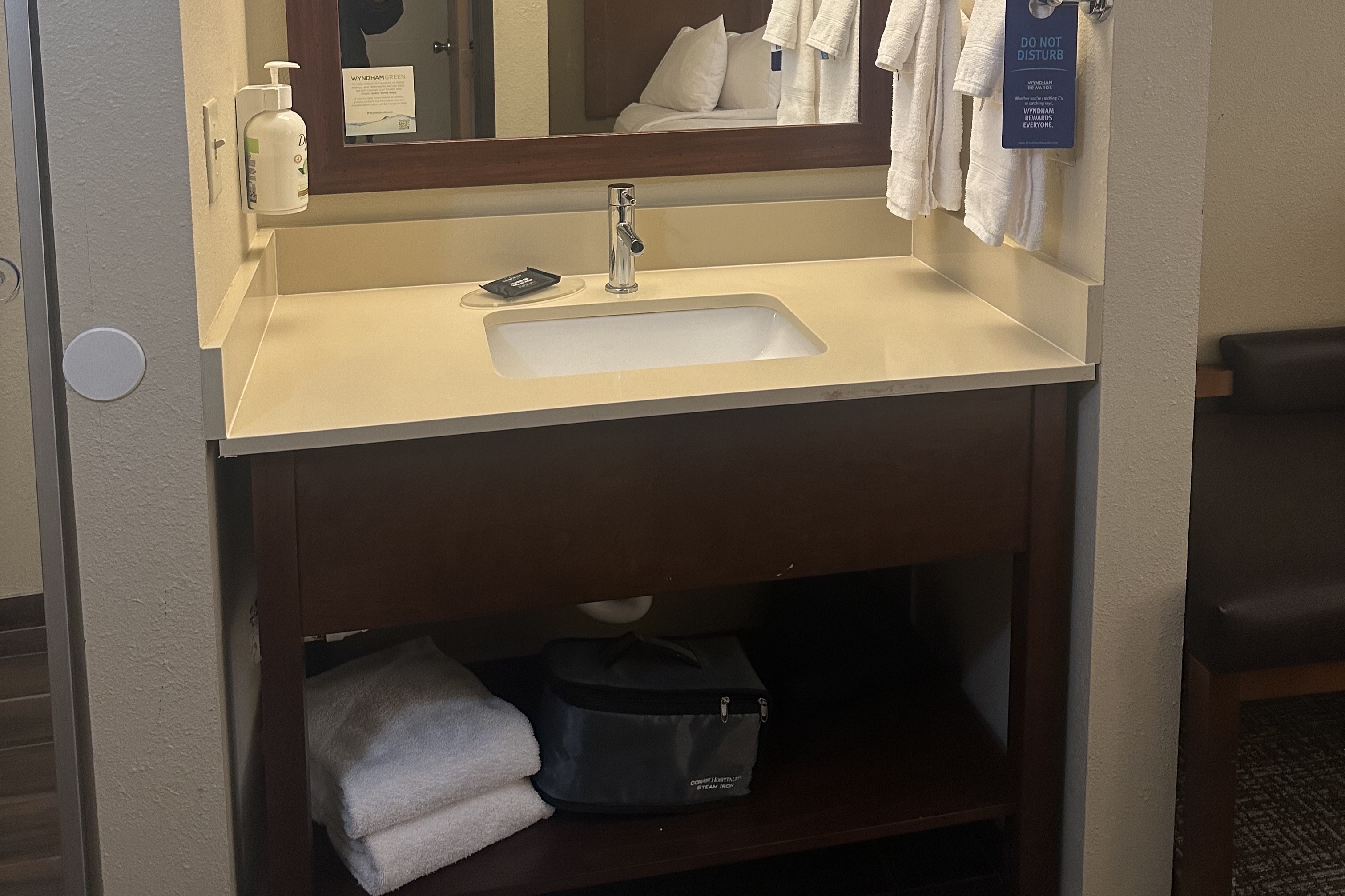 Guest room bath at the Wingate by Wyndham Pittsburgh/West Mifflin in West Mifflin, Pennsylvania