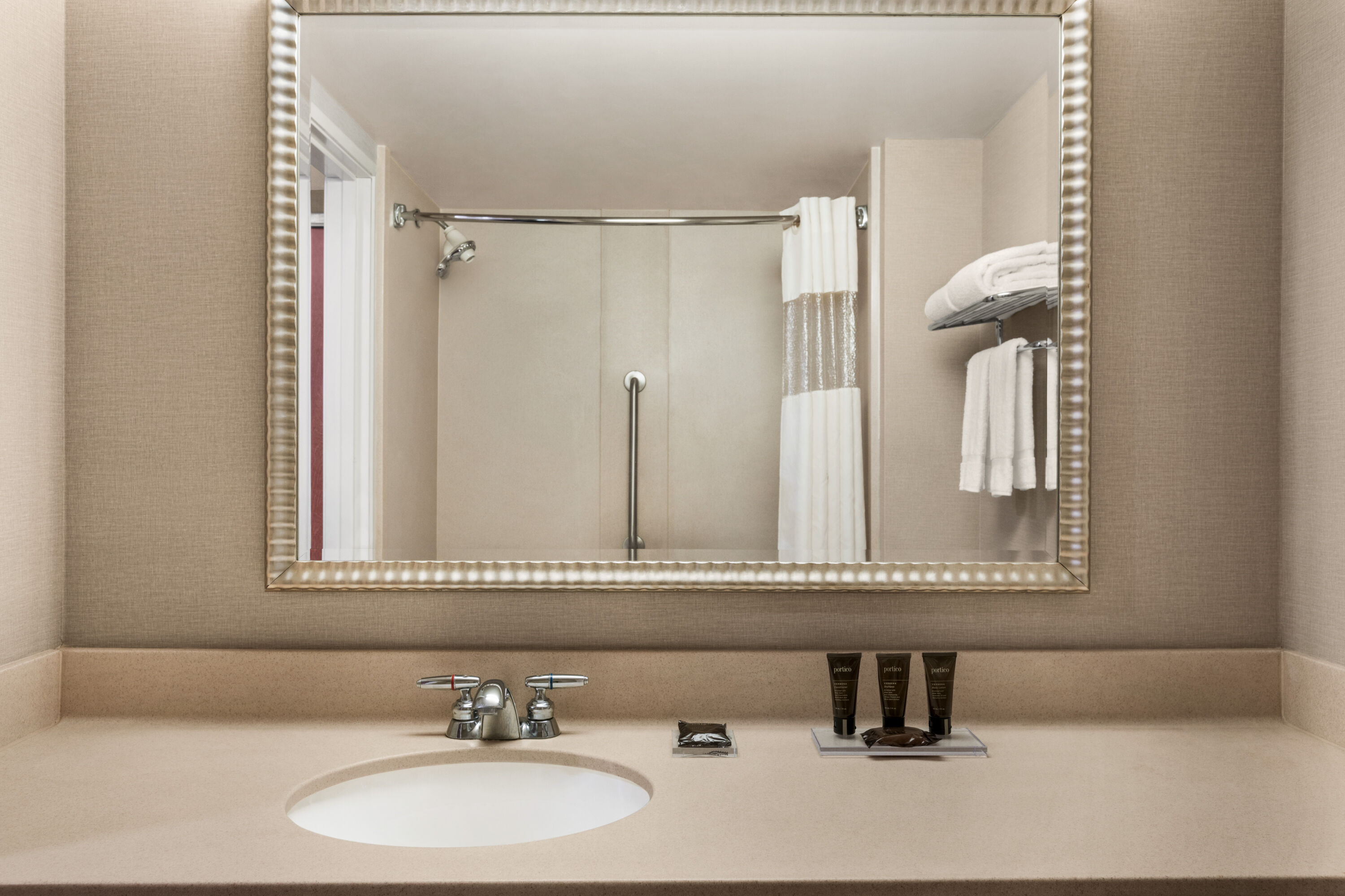 Guest room bath at the Wingate by Wyndham Bridgeport/Clarksburg in Bridgeport, West Virginia