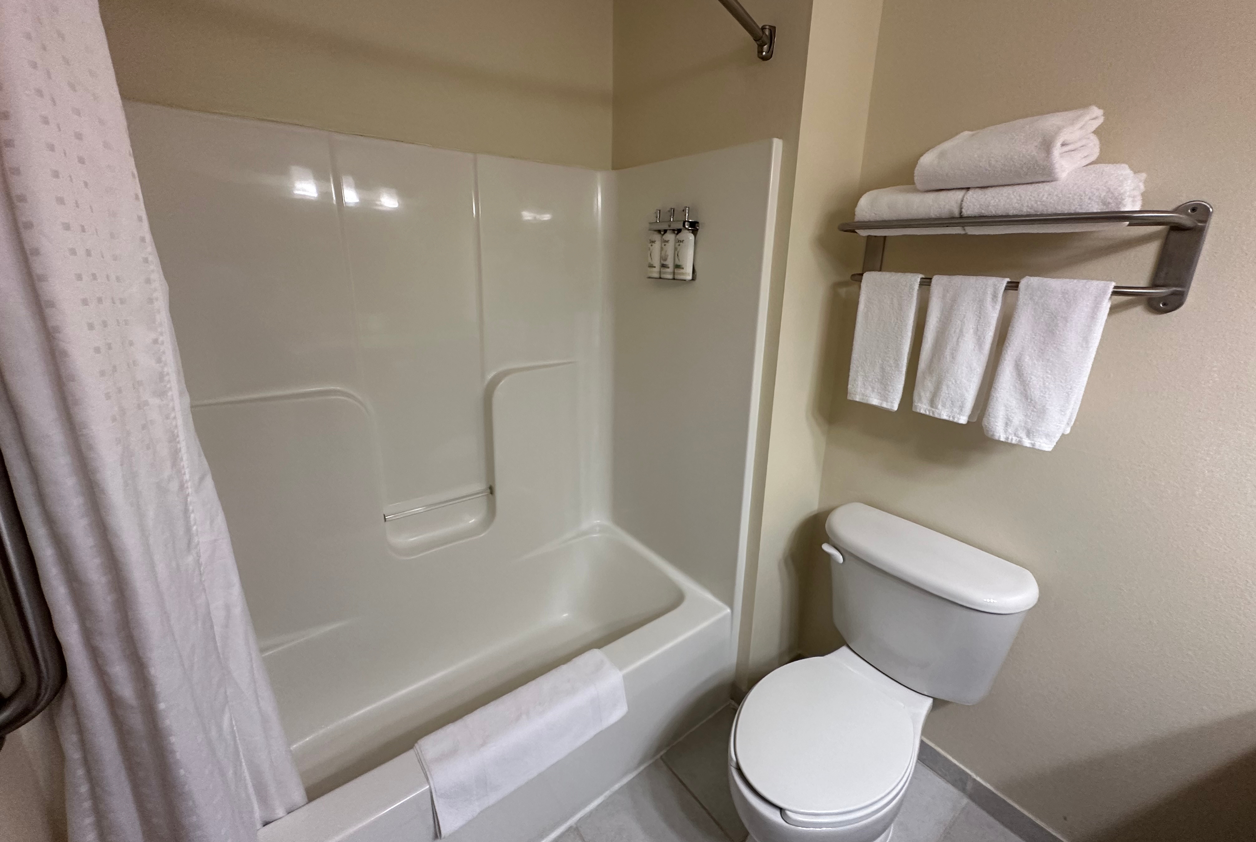 Guest room bath at the Wingate by Wyndham Newell in Newell, West Virginia