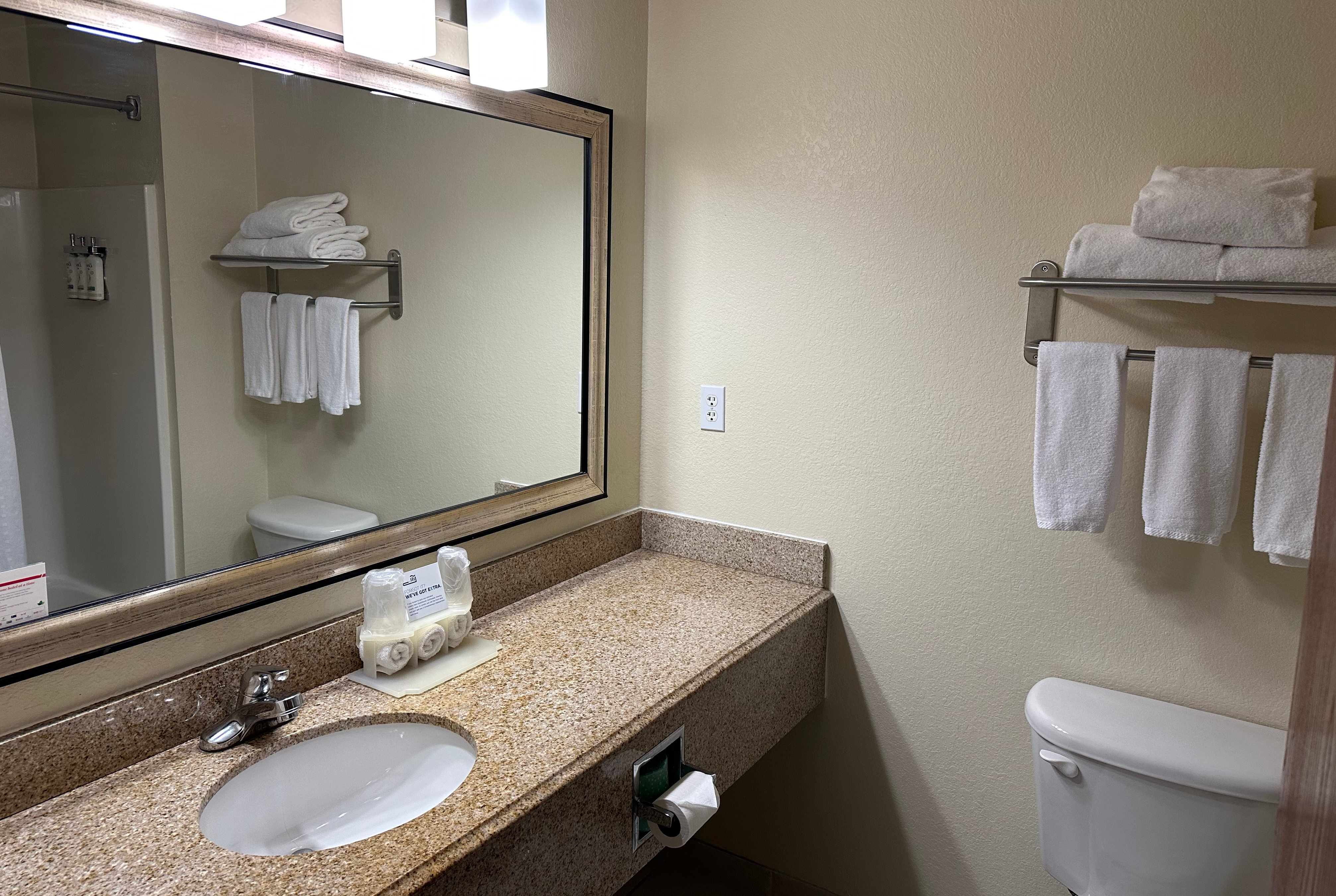Guest room bath at the Wingate by Wyndham Newell in Newell, West Virginia
