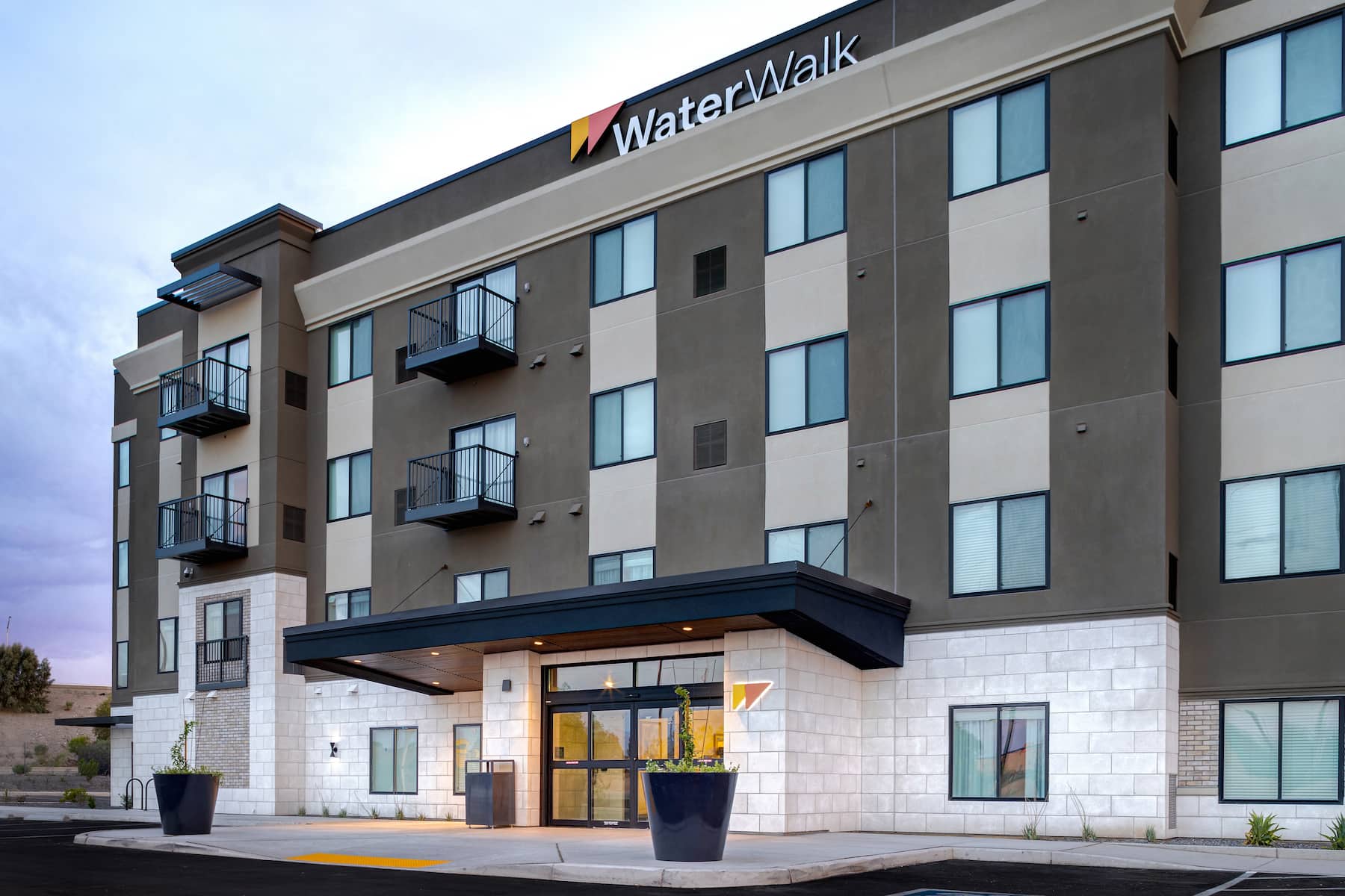 Exterior of WaterWalk Extended Stay Huntsville hotel in Huntsville, Alabama