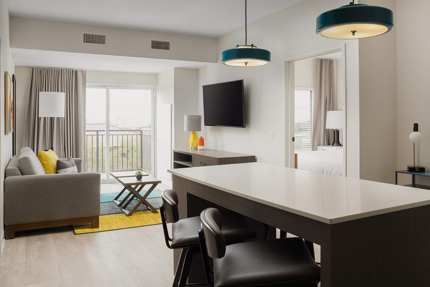 Guest room at the WaterWalk Extended Stay Huntsville in Huntsville, Alabama